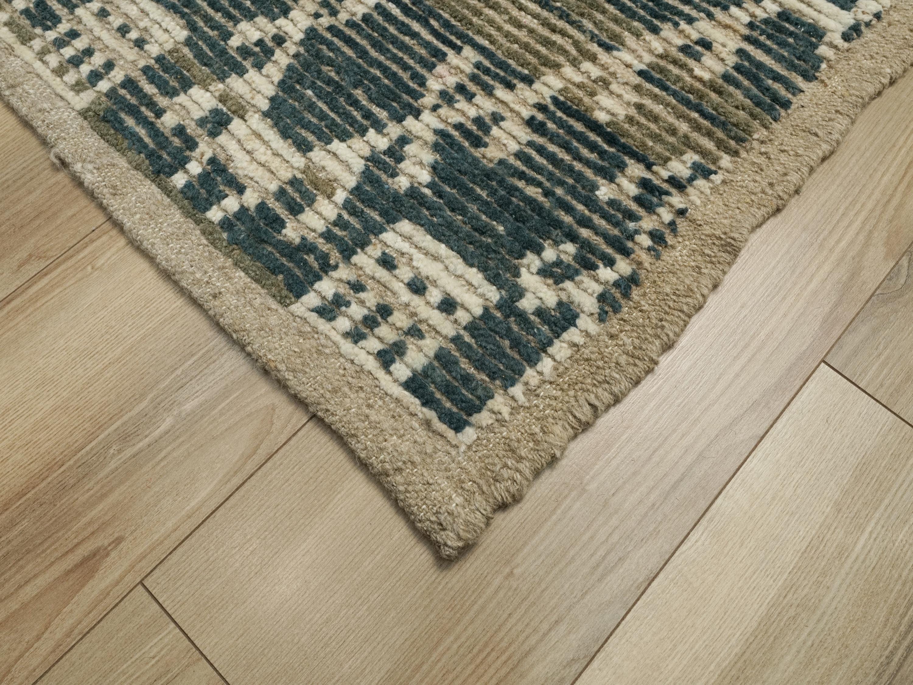 7x7 Ft Blue Moroccan Rug - Afghan Handmade Square Rug