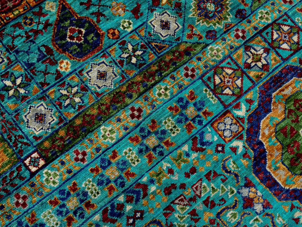 6x8 Ft Cyan Mamluk Rug - Hand Knotted Oriental Area Rug