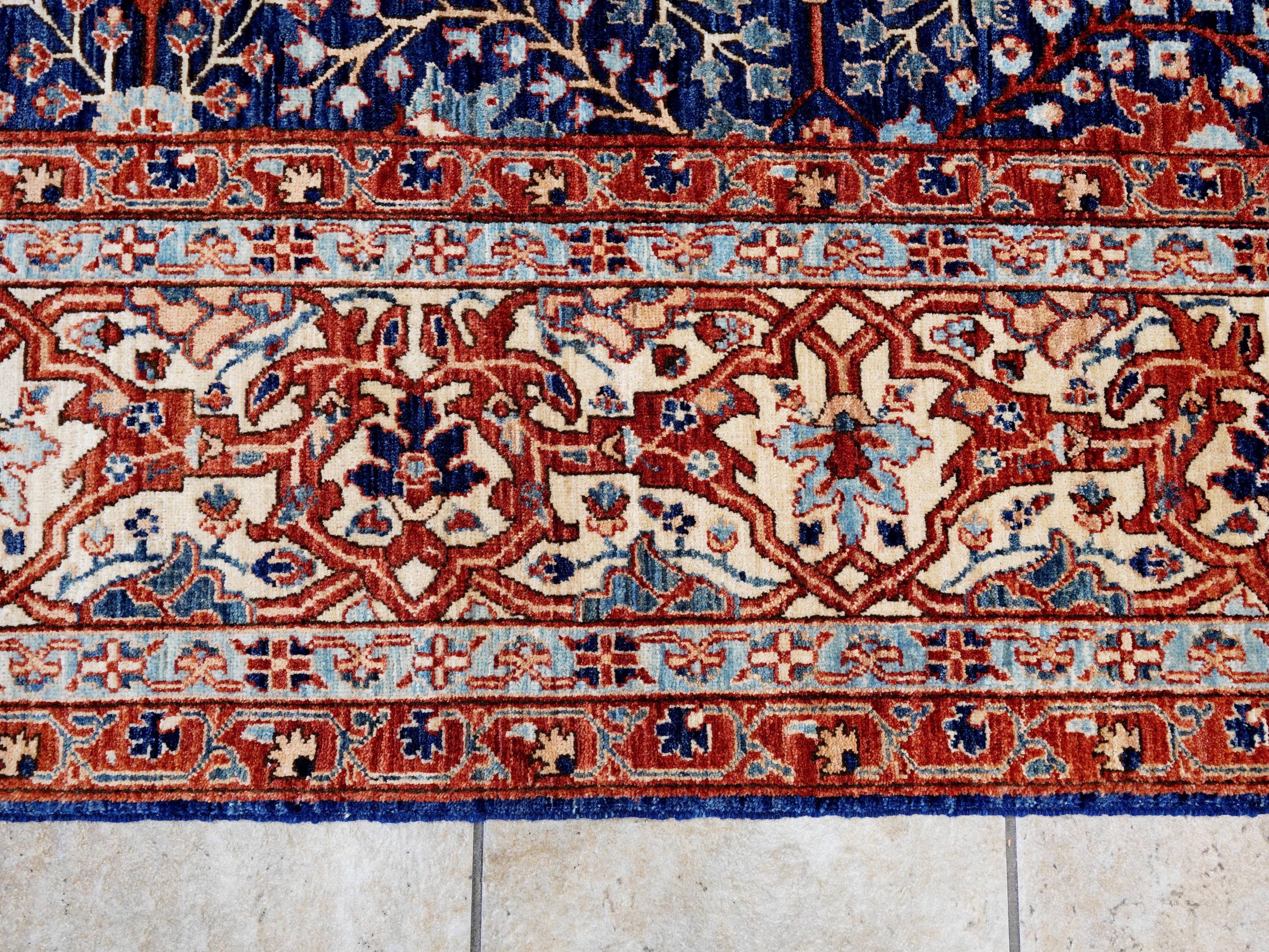 8x10 Ft Blue Bidjar Rug - Traditional Hand Knotted Rug - Persian Floral Design