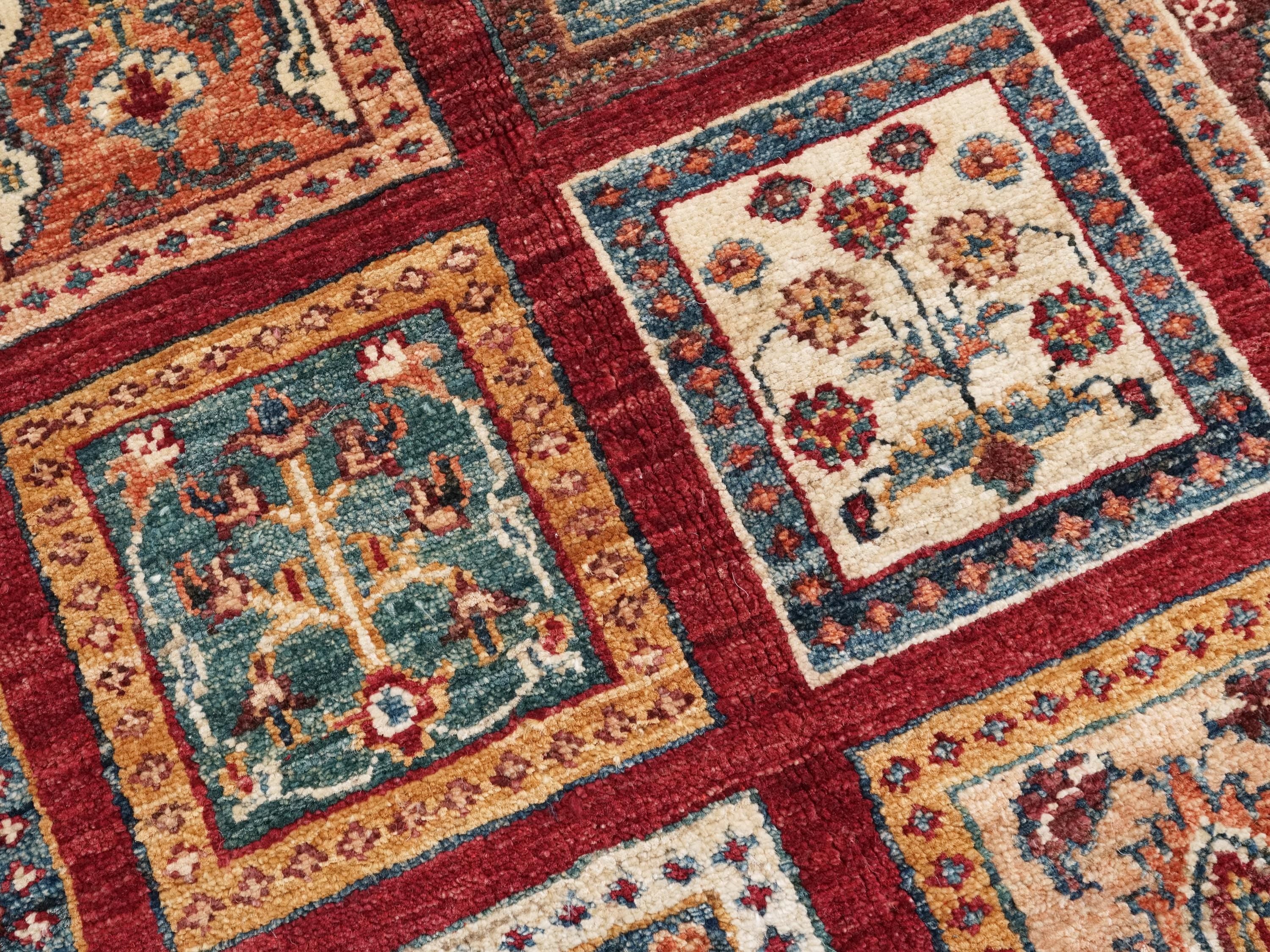 6x8 Ft Red Gabbeh Rug - Hand Knotted Oriental Rug - Garden Design