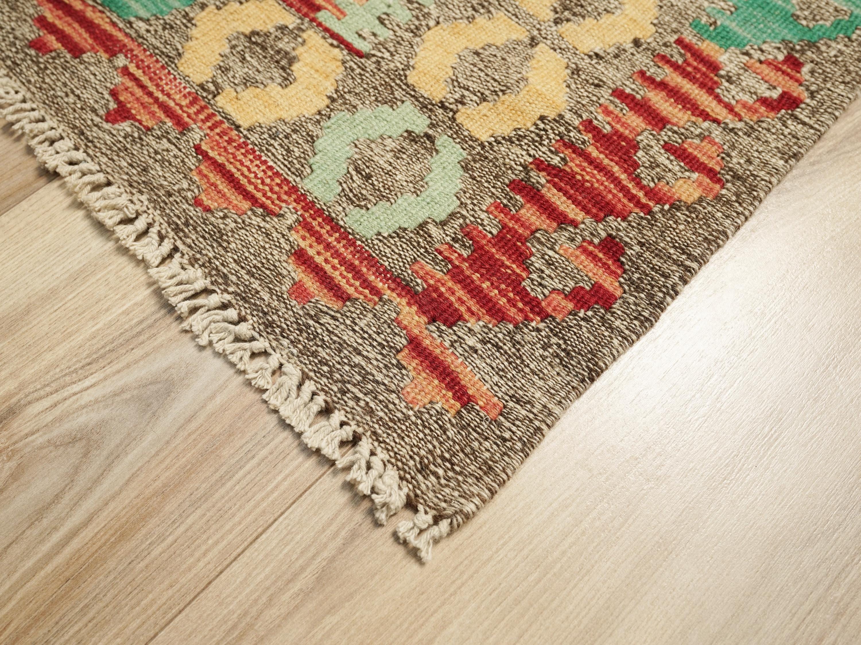 9 Ft Wool Kilim Runner Rug - Traditional Afghan Hallway Rug
