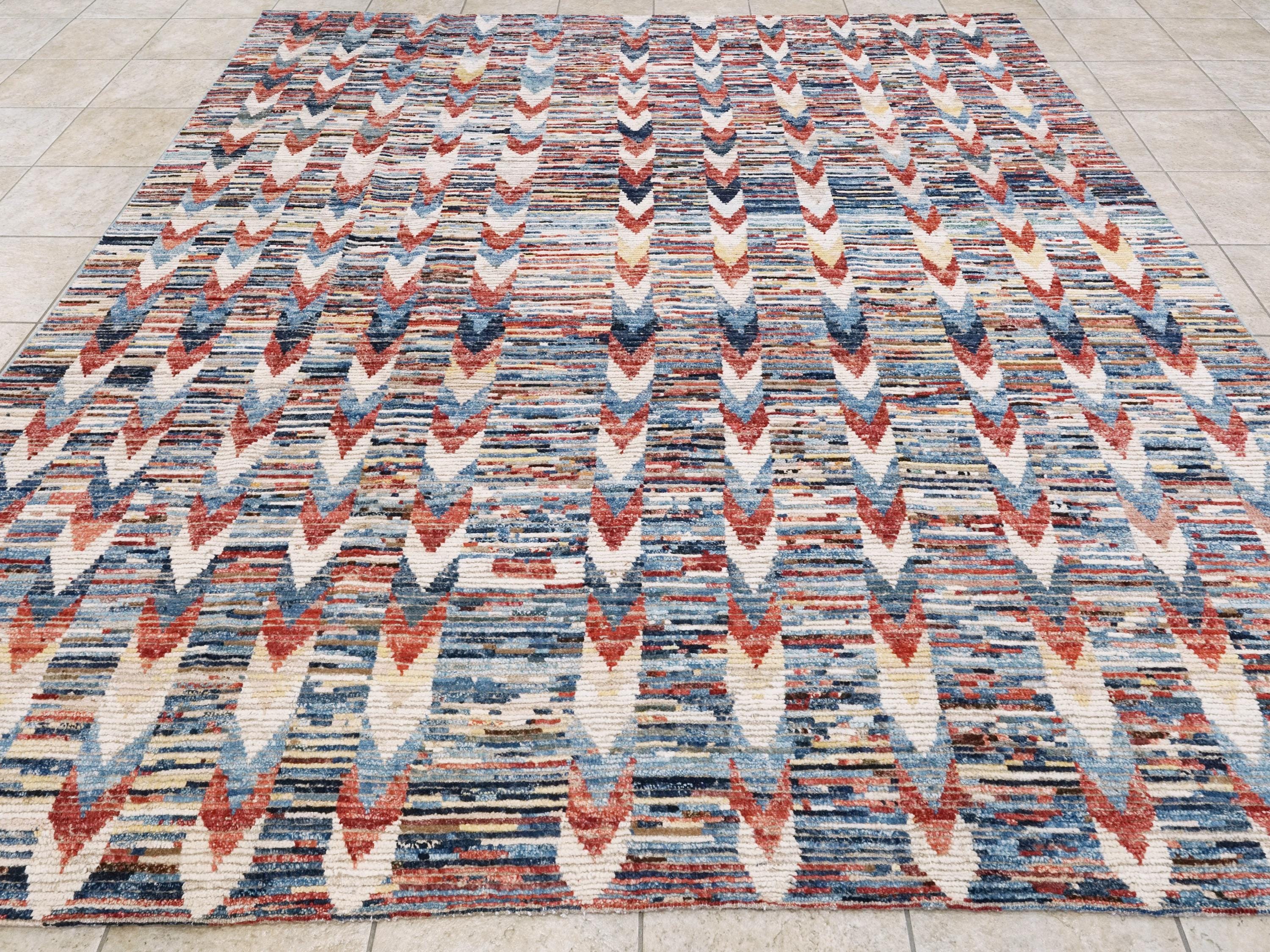 8x10 Ft Colorful Moroccan Rug -Afghan Handmade Wool Rug