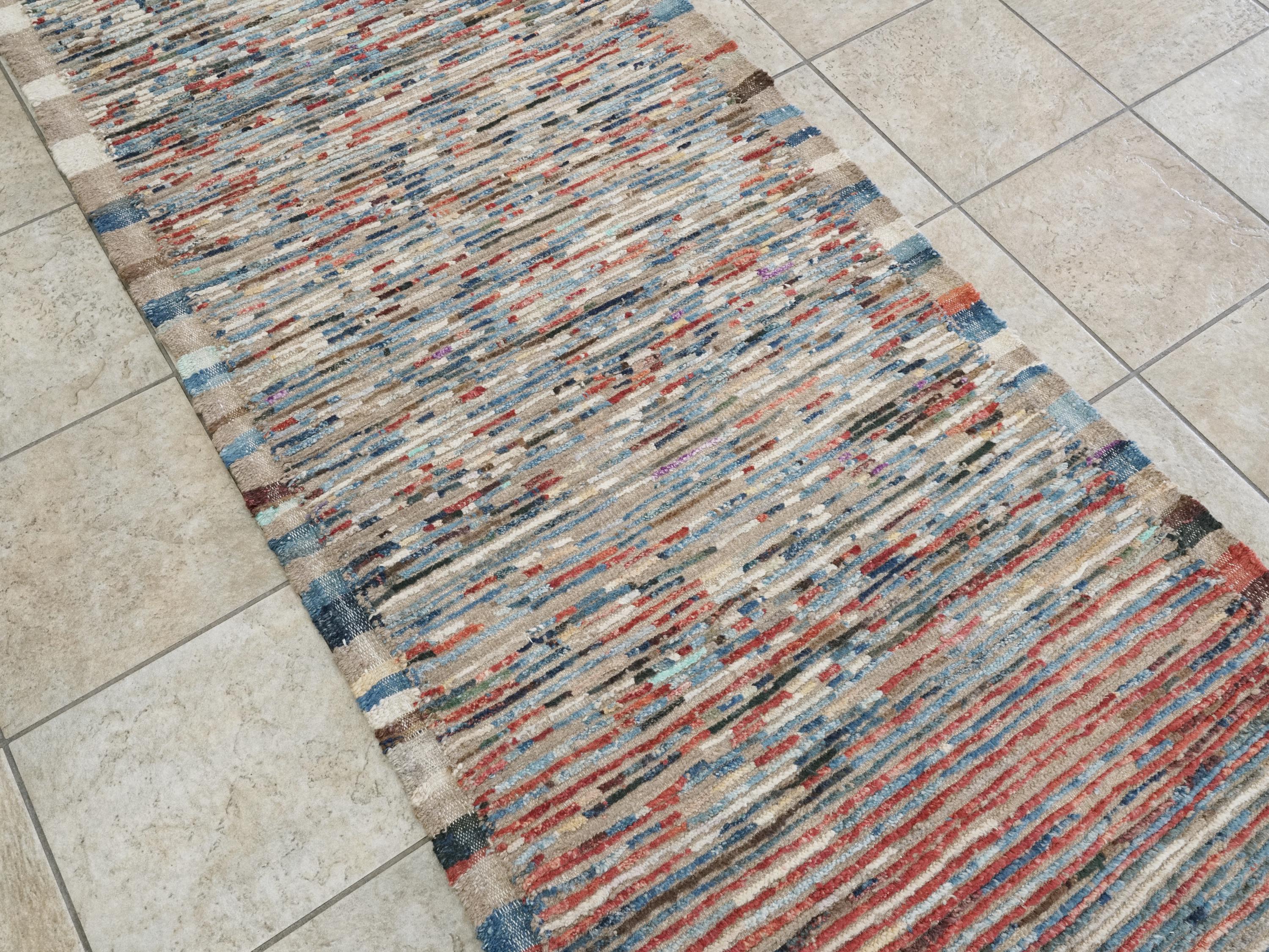 8 Ft Moroccan Runner Rug - Colorful Handmade wool Rug