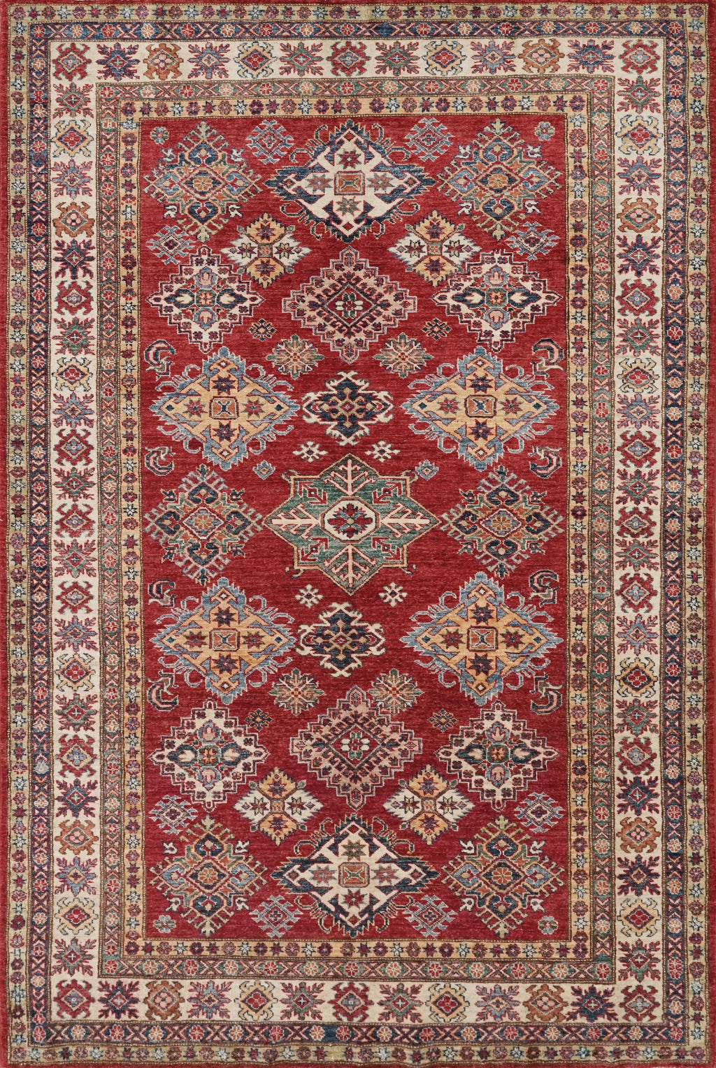 6x9 Ft Red Super Kazak Rug - Hand Knotted Wool Persian Rug