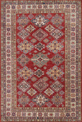 6x9 Ft Red Super Kazak Rug - Hand Knotted Wool Persian Rug