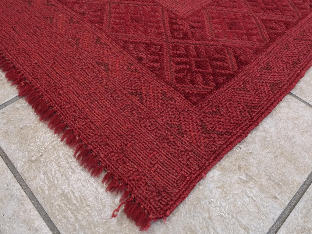 Red Tribal Kilim Rug - 6x8 Ft Hand-Knotted Afghan Wool, Vintage