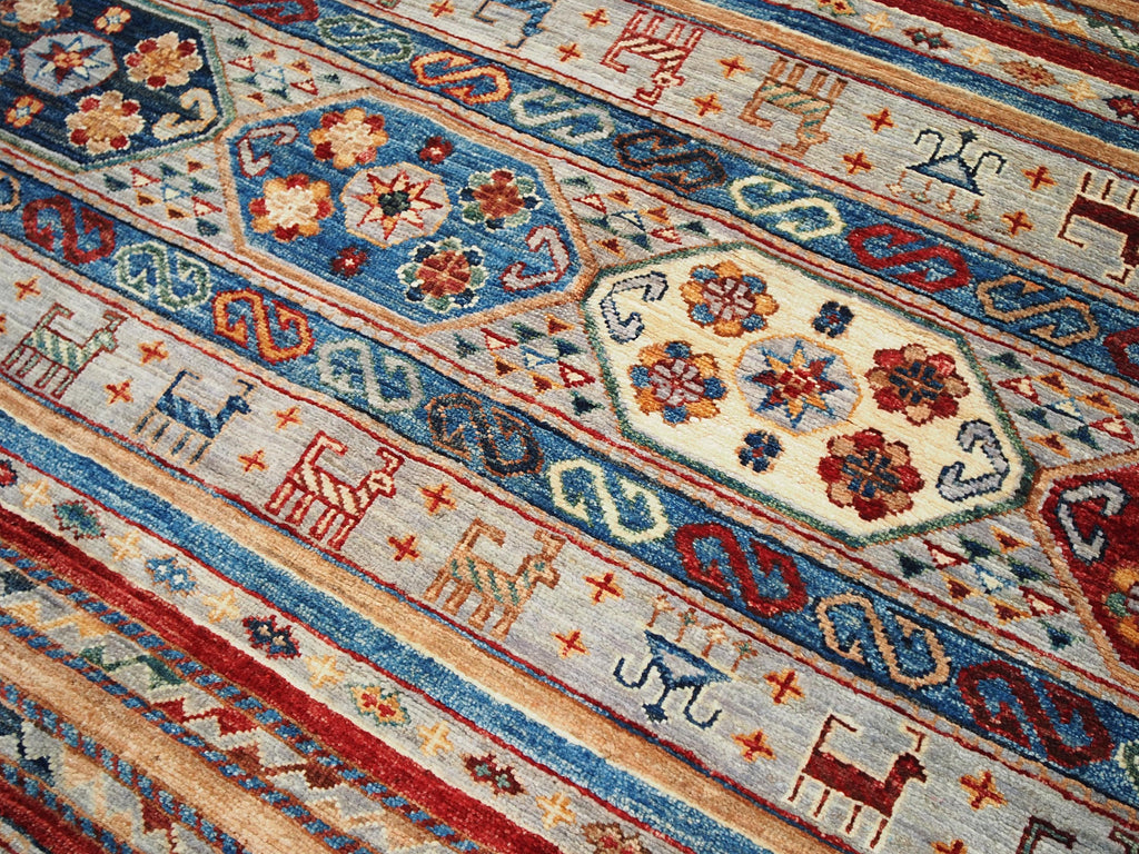 5x5 Ft Gray Khorjin Rug - Round Oriental Wool Rug