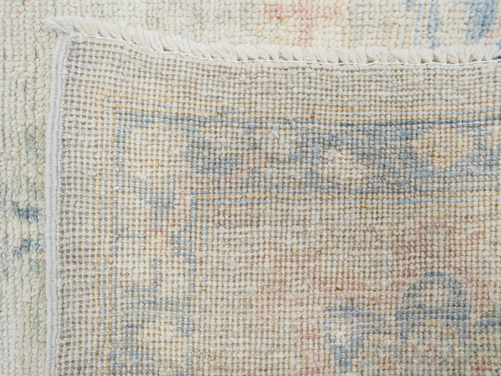 9x12 Ft White Pastel Oushak Rug - Handmade Area Rug - Floral Design