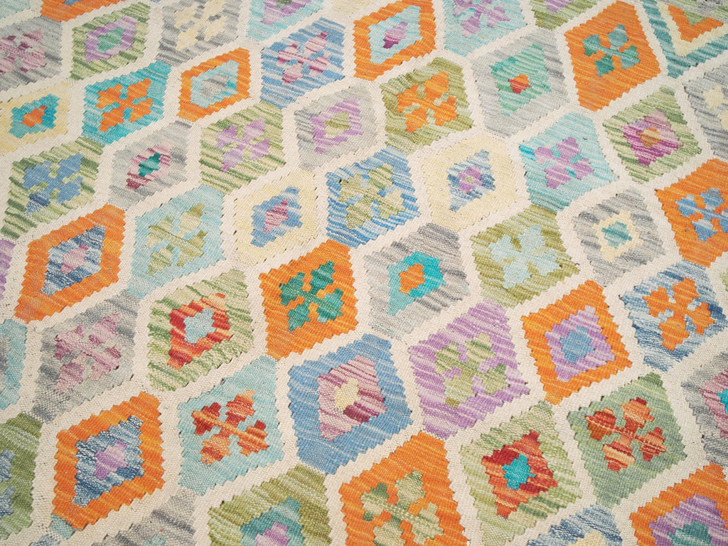 6x8 Ft Maimana Kilim Rug - Flat Weave Wool Rug