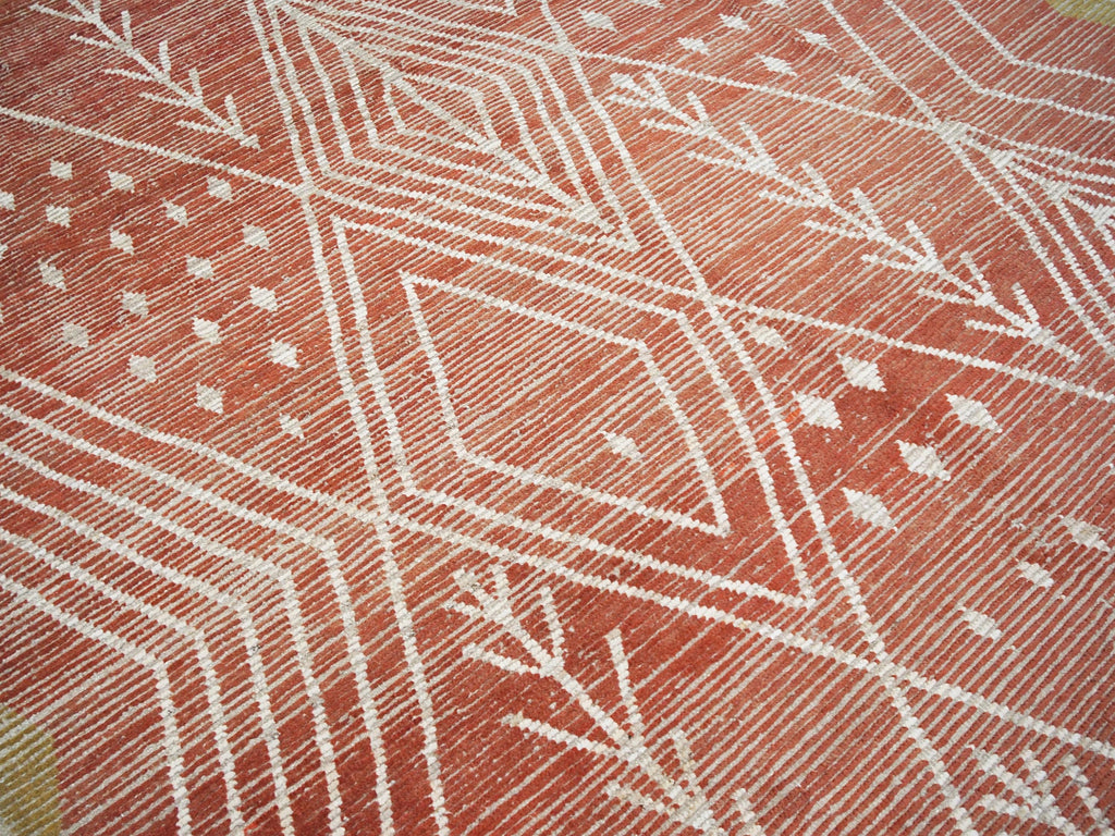 8x10 Ft Red Moroccan Rug - Hand Knotted Geometric Area Rug