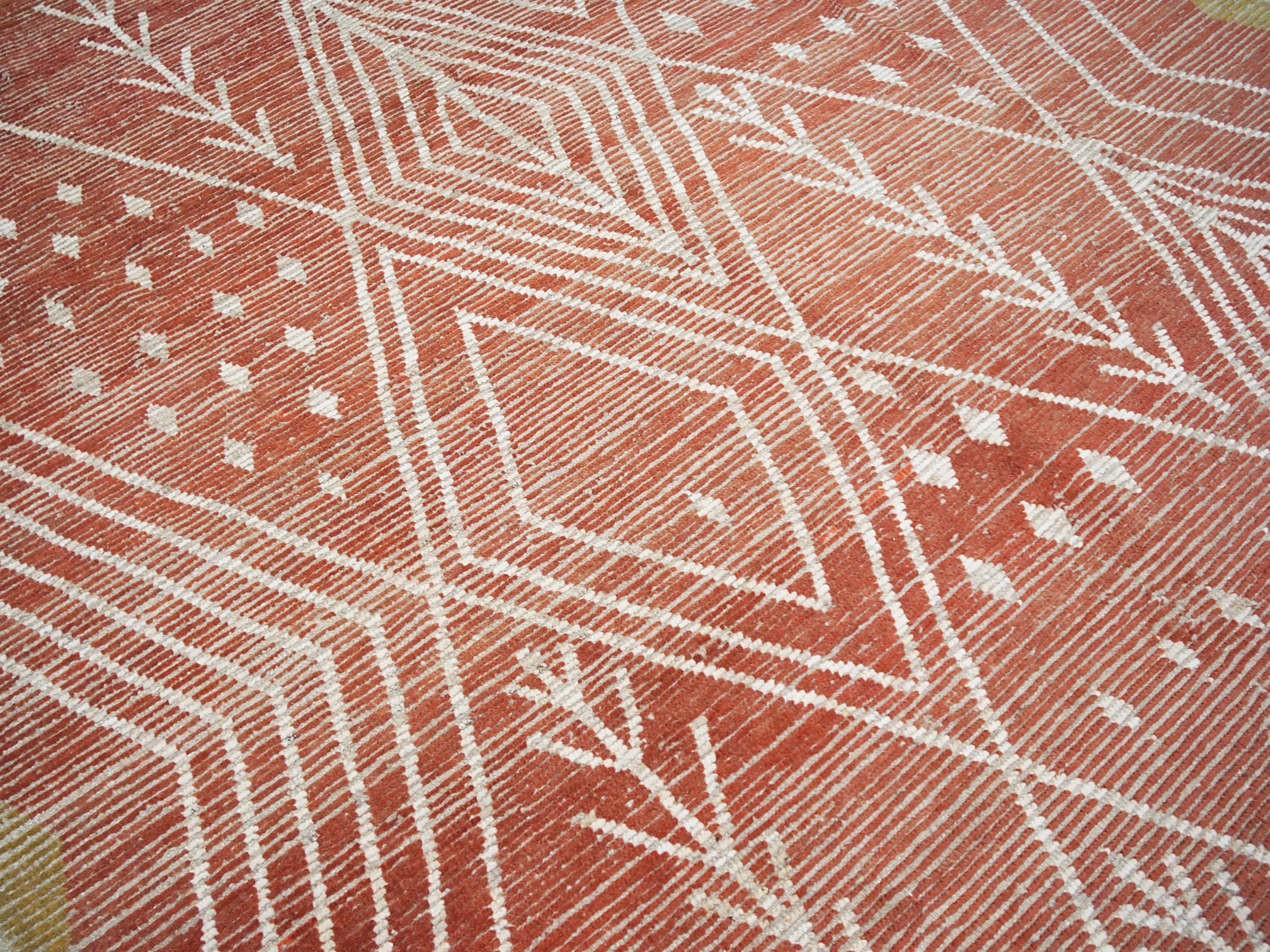 8x10 Ft Red Moroccan Rug - Hand Knotted Geometric Area Rug