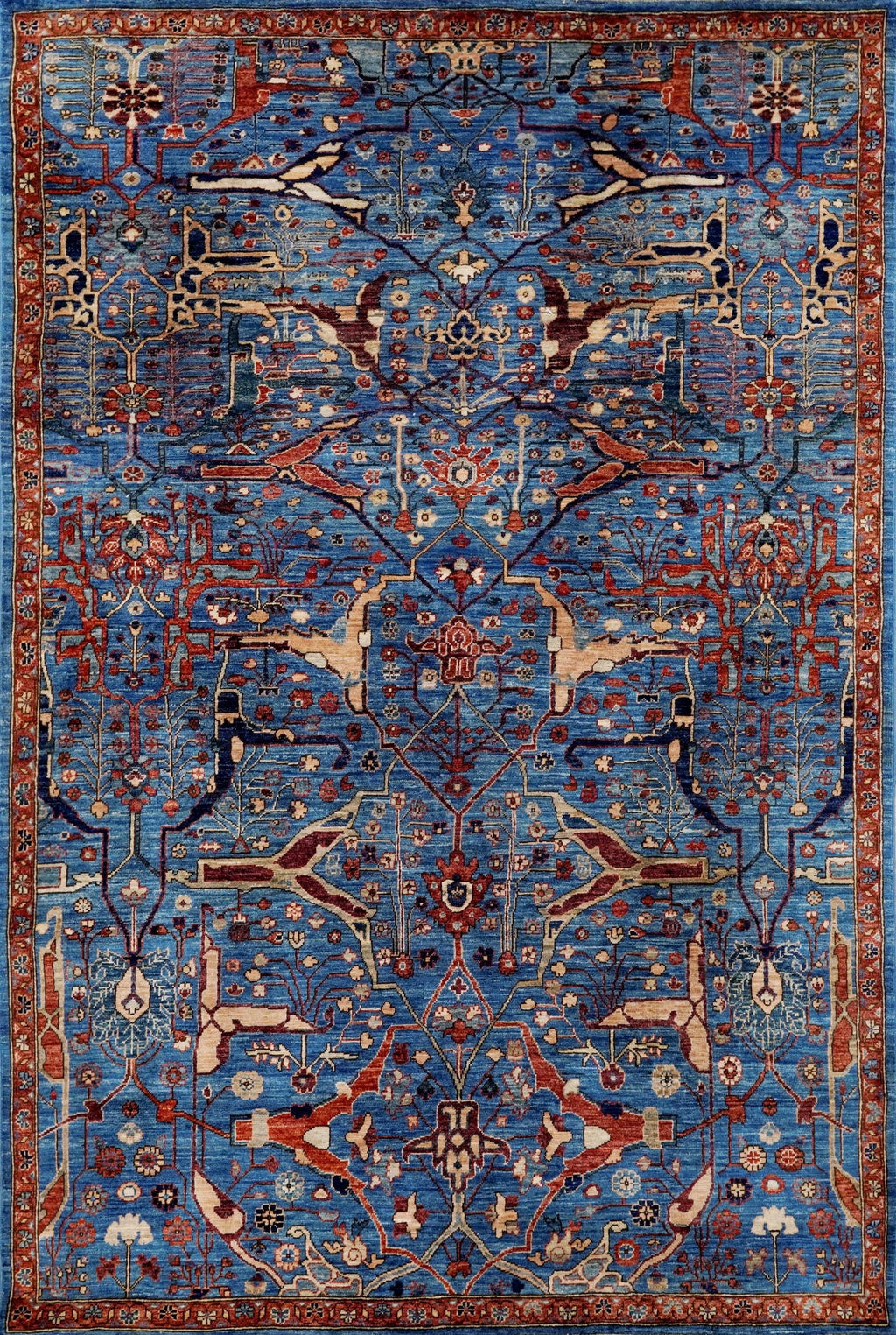 5x7 Ft Blue Serapi Rug - Hand Knotted Oriental Rug - Persian Design
