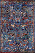 5x7 Ft Blue Serapi Rug - Hand Knotted Oriental Rug - Persian Design