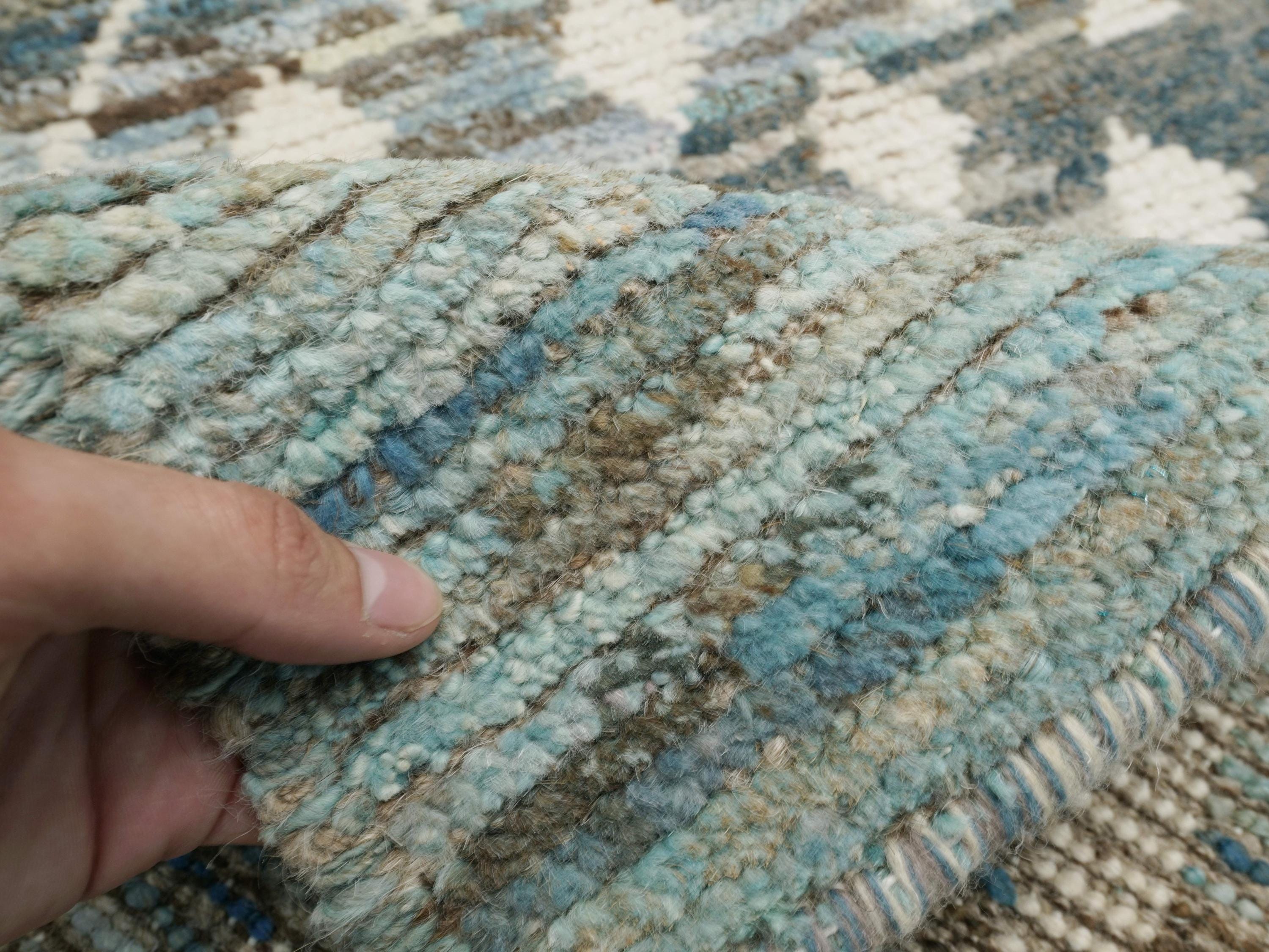 3x5 Ft Blue Moroccan Rug - Hand Knotted Area Rug