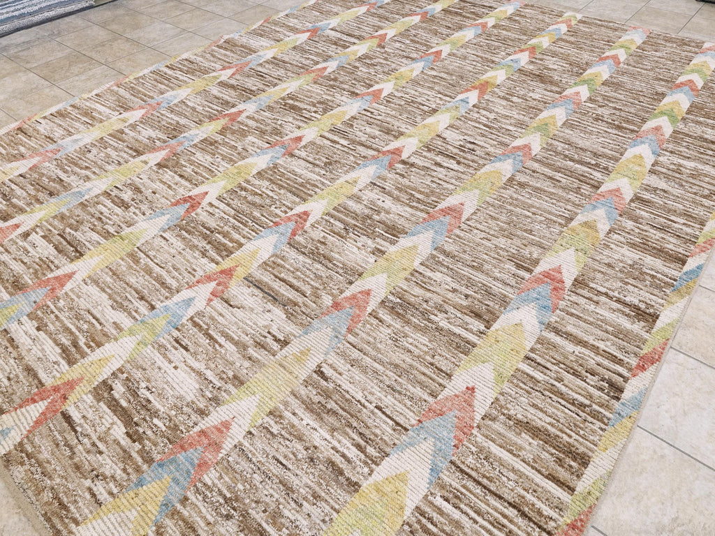 10x14 Ft Handmade Moroccan Rug - Light Brown Wool Rug