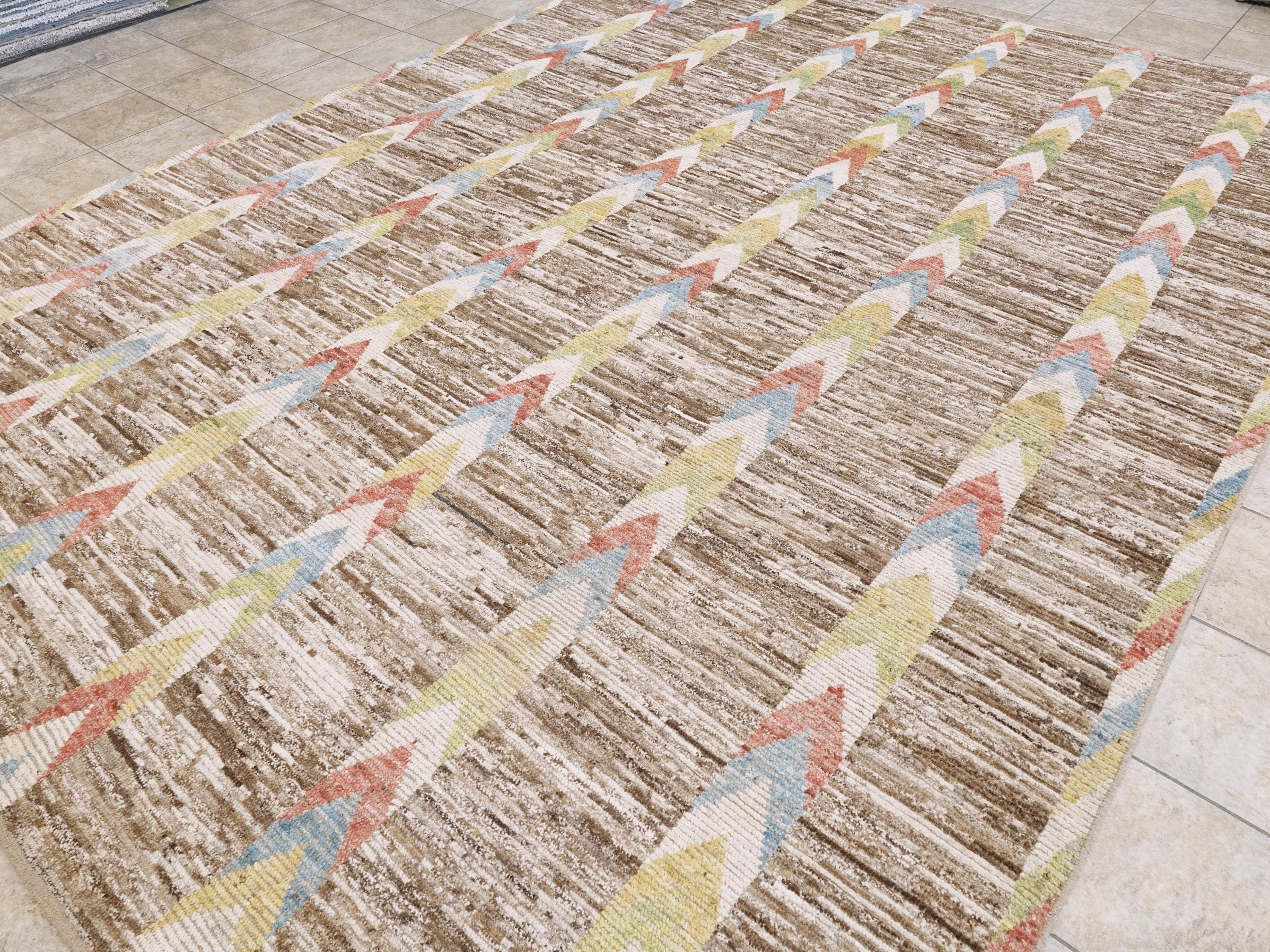 10x14 Ft Handmade Moroccan Rug - Light Brown Wool Rug