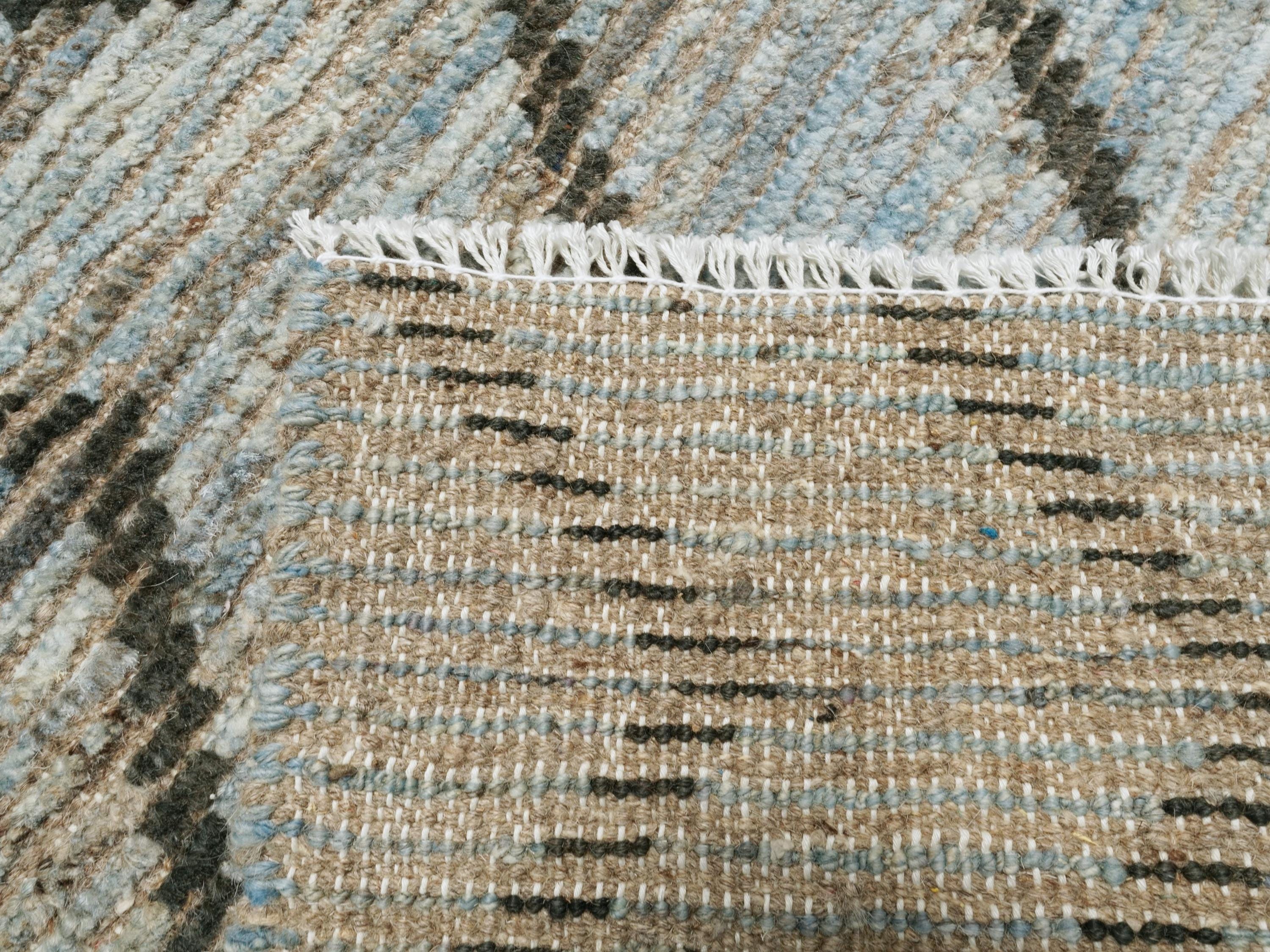 3x5 Ft Hand Knotted Moroccan Rug - Light Blue Area Rug