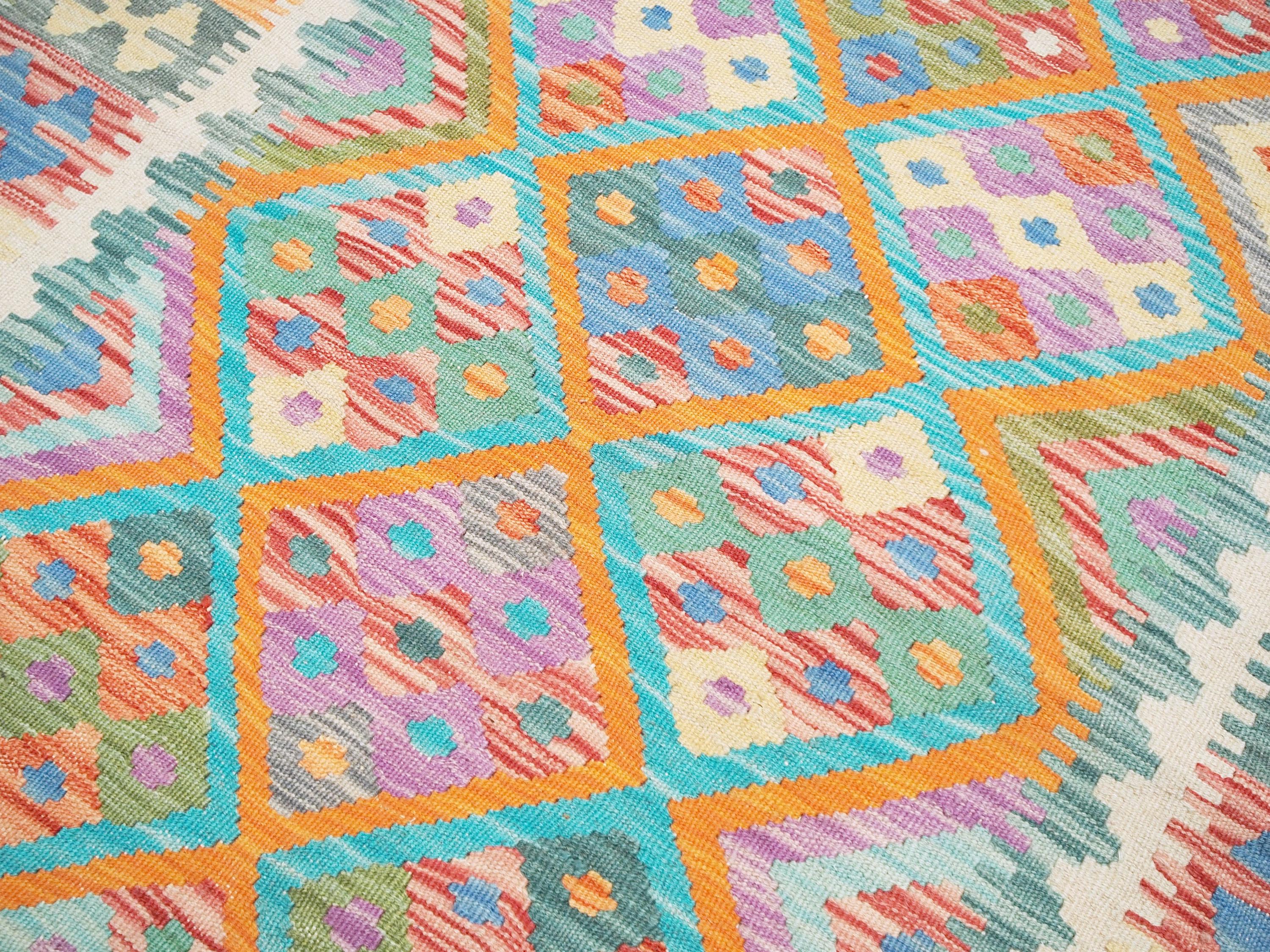 4x6 Ft Tribal Kilim Rug - Flat Weave Scandinavian Style