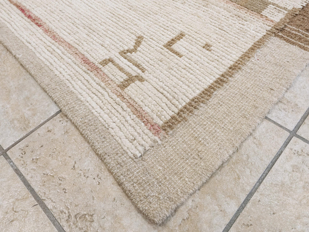 10x14 Ft Beige & Brown Moroccan Rug - Afghan Handmade Wool Rug - Contemporary Design