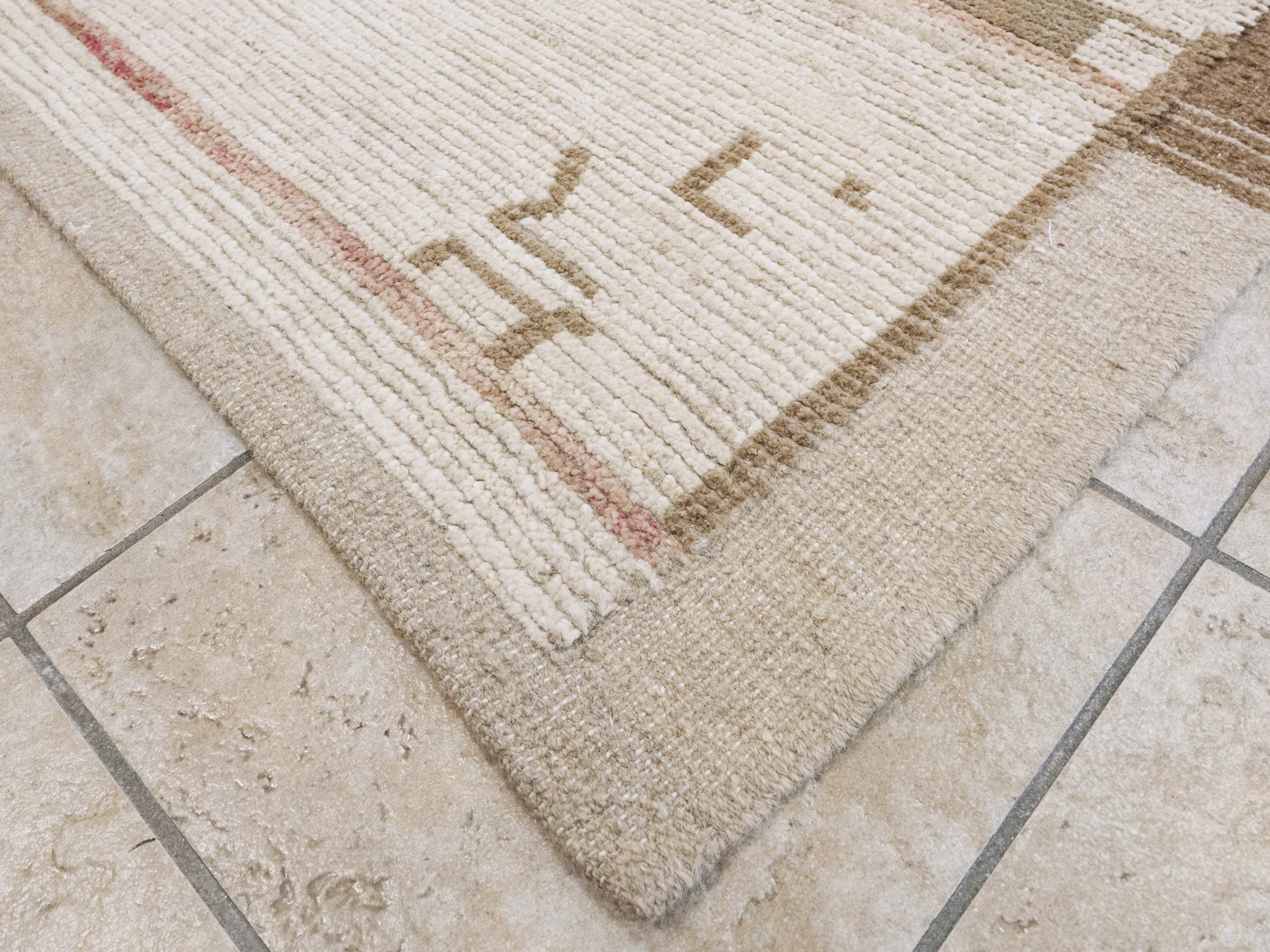 10x14 Ft Beige & Brown Moroccan Rug - Afghan Handmade Wool Rug - Contemporary Design