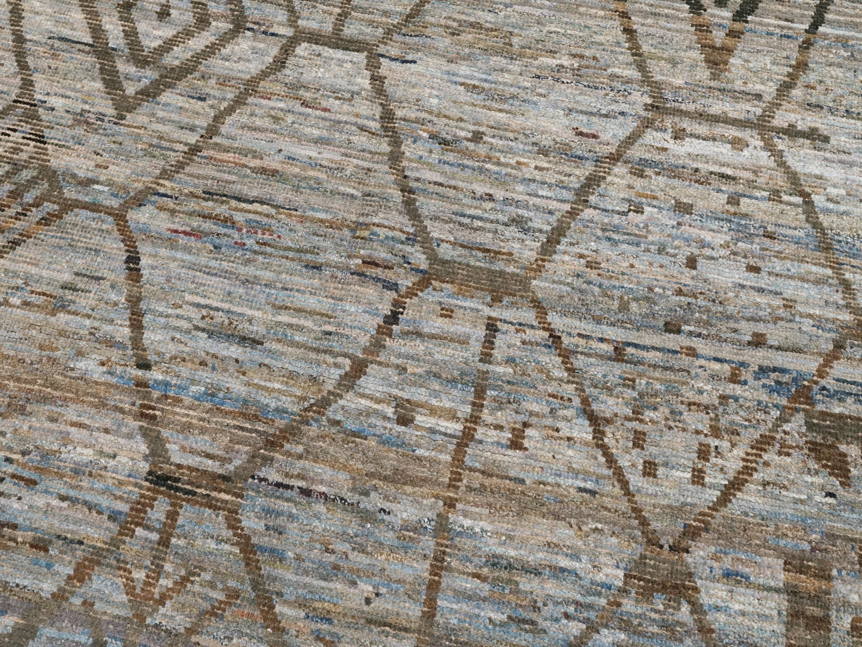6x9 Ft Blue Moroccan Rug - Afghan Handmade Area Rug