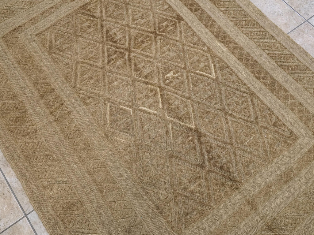 5x6 FT Vintage Hand Knotted Wool Kilim Rug - Brown Tribal Area Rug