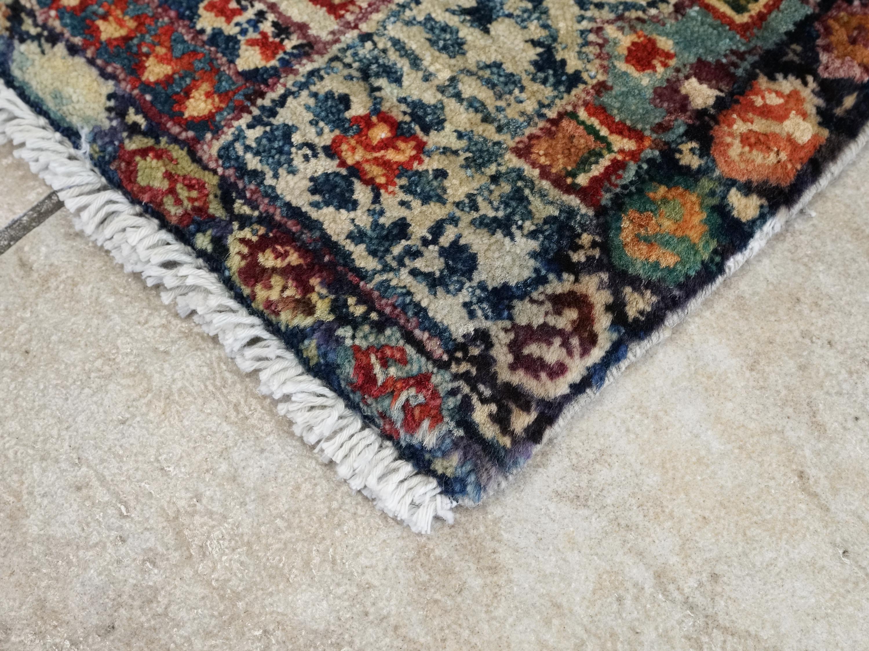 2x3 Ft Hand Knotted Wool Mamluk Rug - Beige Oriental Accent Rug