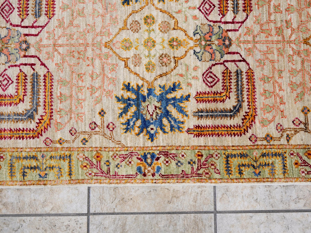 10 Ft Beige Serapi Runner Rug - Hand Knotted Hallway Rug - Persian Design