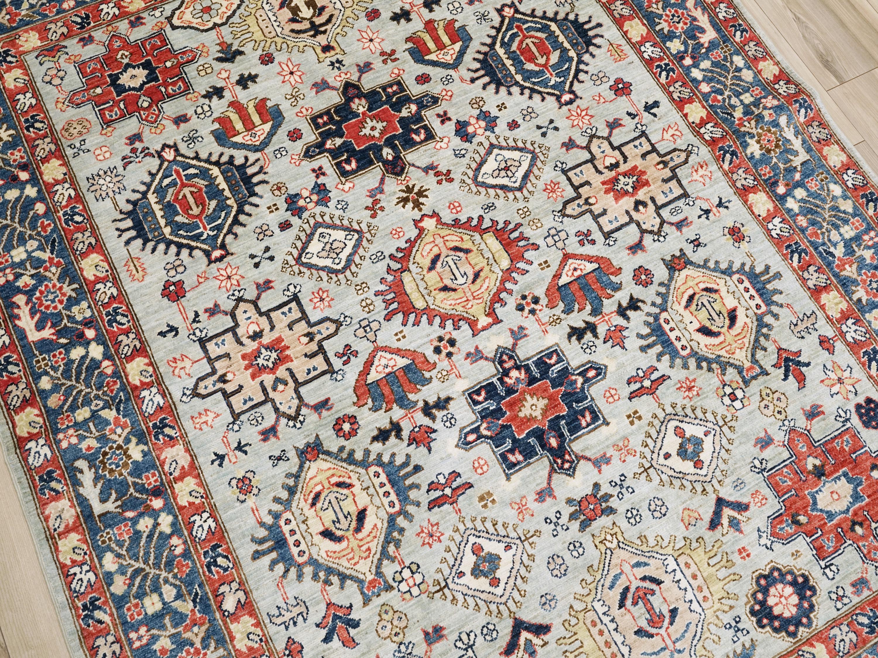5x7 Ft Blue Bidjar Rug - Handmade Afghan Rug - Persian Design