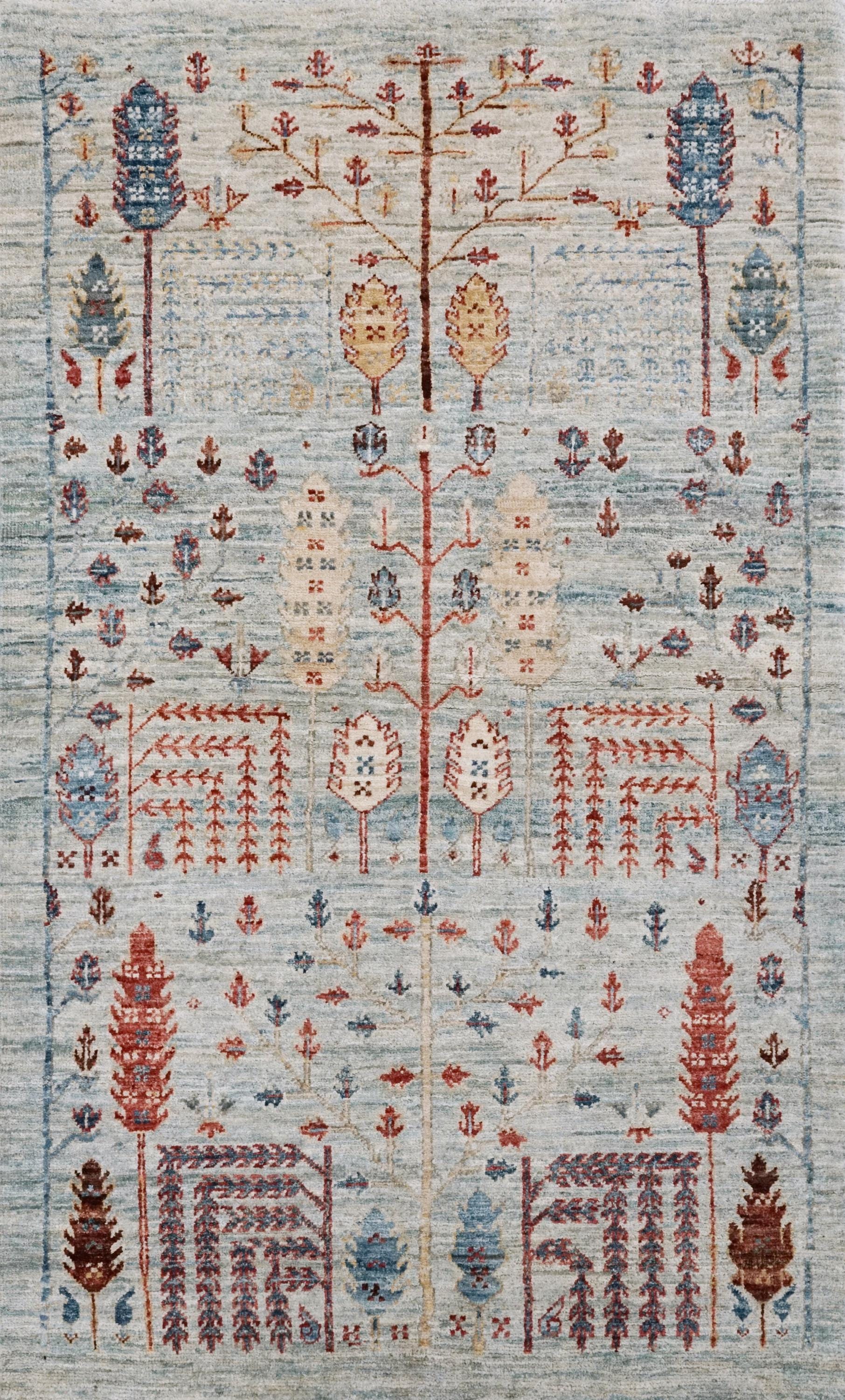 3x5 Ft Light Blue Serapi Rug - Oriental Wool Rug - Traditional Persian Design
