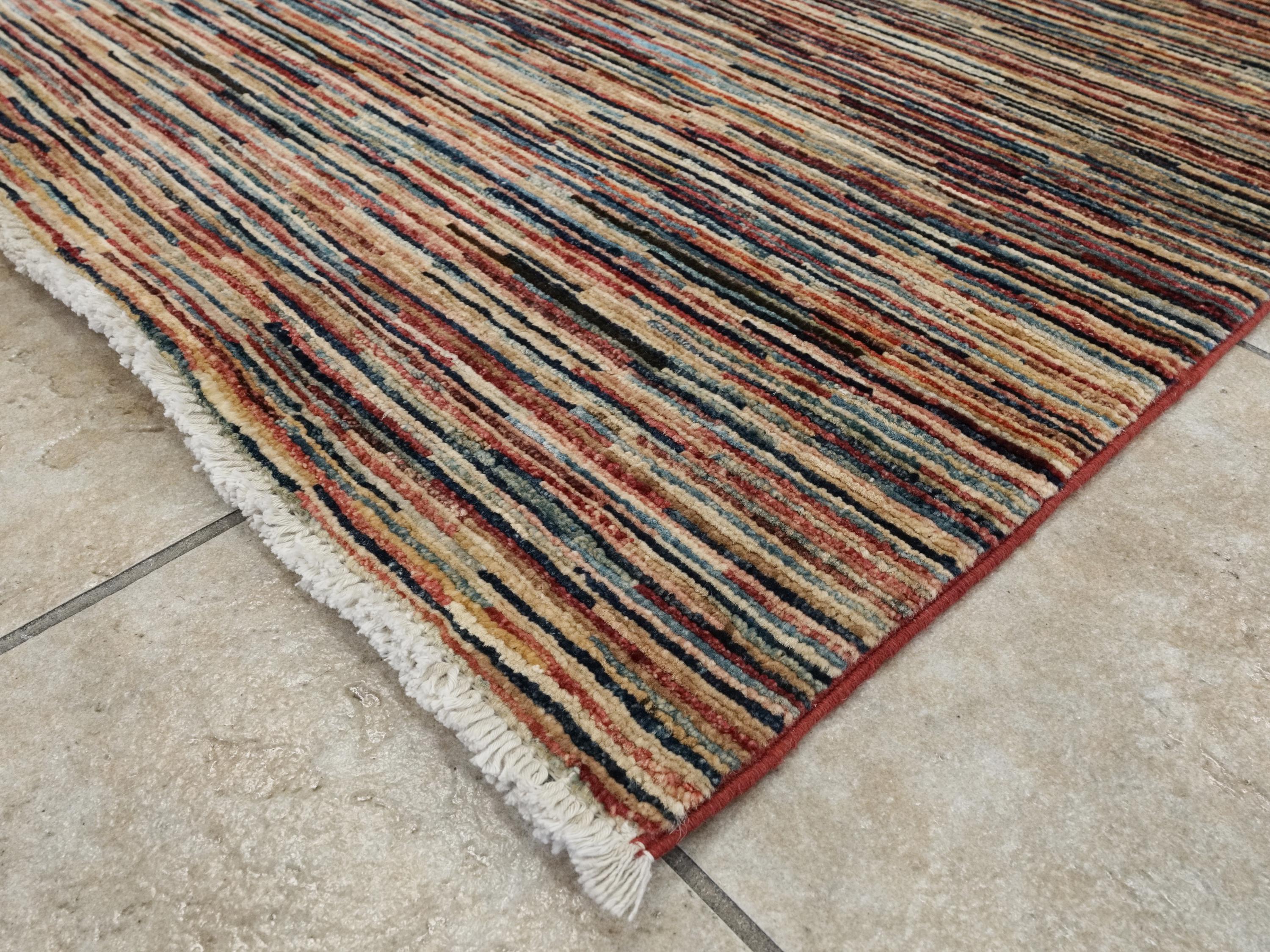 8x10 Ft Hand Knotted Gabbeh Rug - Striped Area Rug