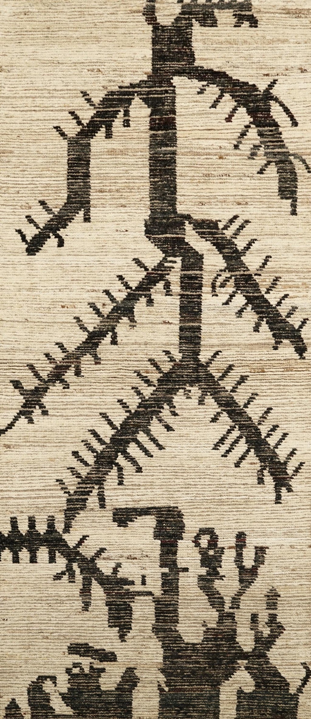 10 Ft Black & Beige Moroccan Runner Rug - Afghan Handmade Wool Rug