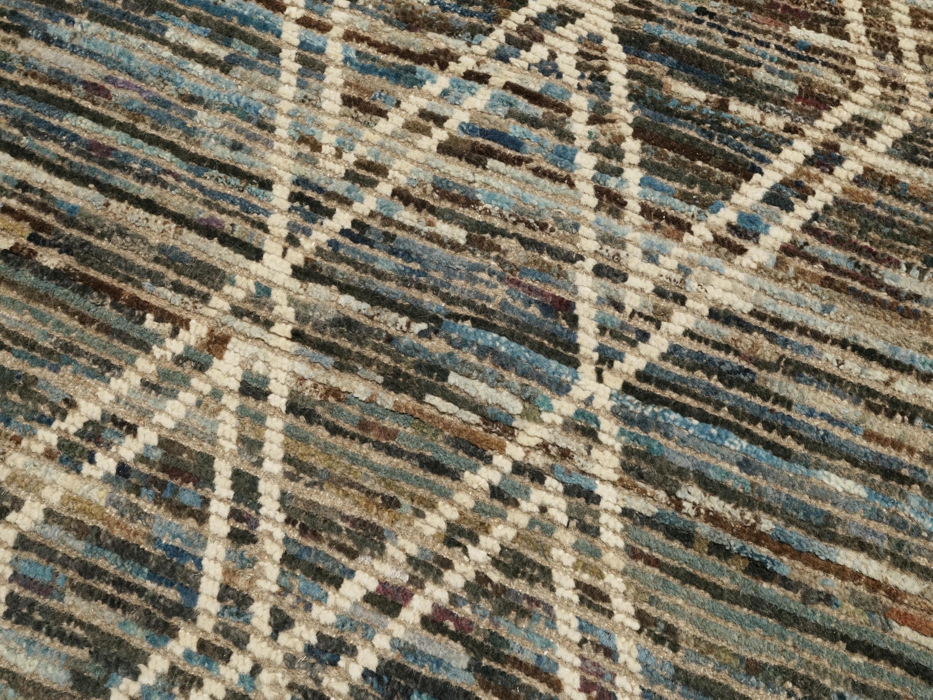 3x5 Ft Blue Moroccan Rug - Hand Knotted Area Rug