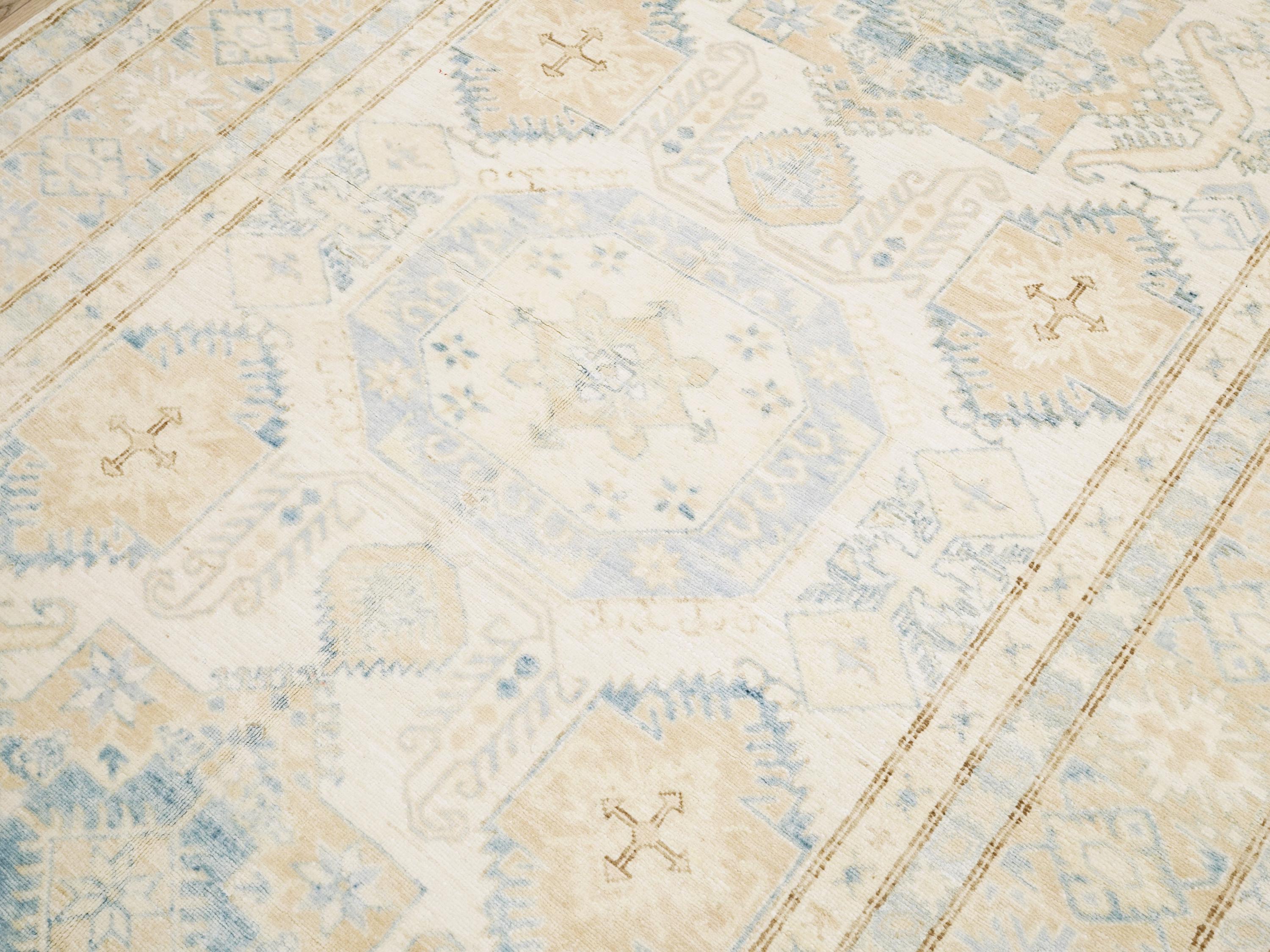 5x8 Ft Beige Heriz Rug - Afghan Wool Area Rug
