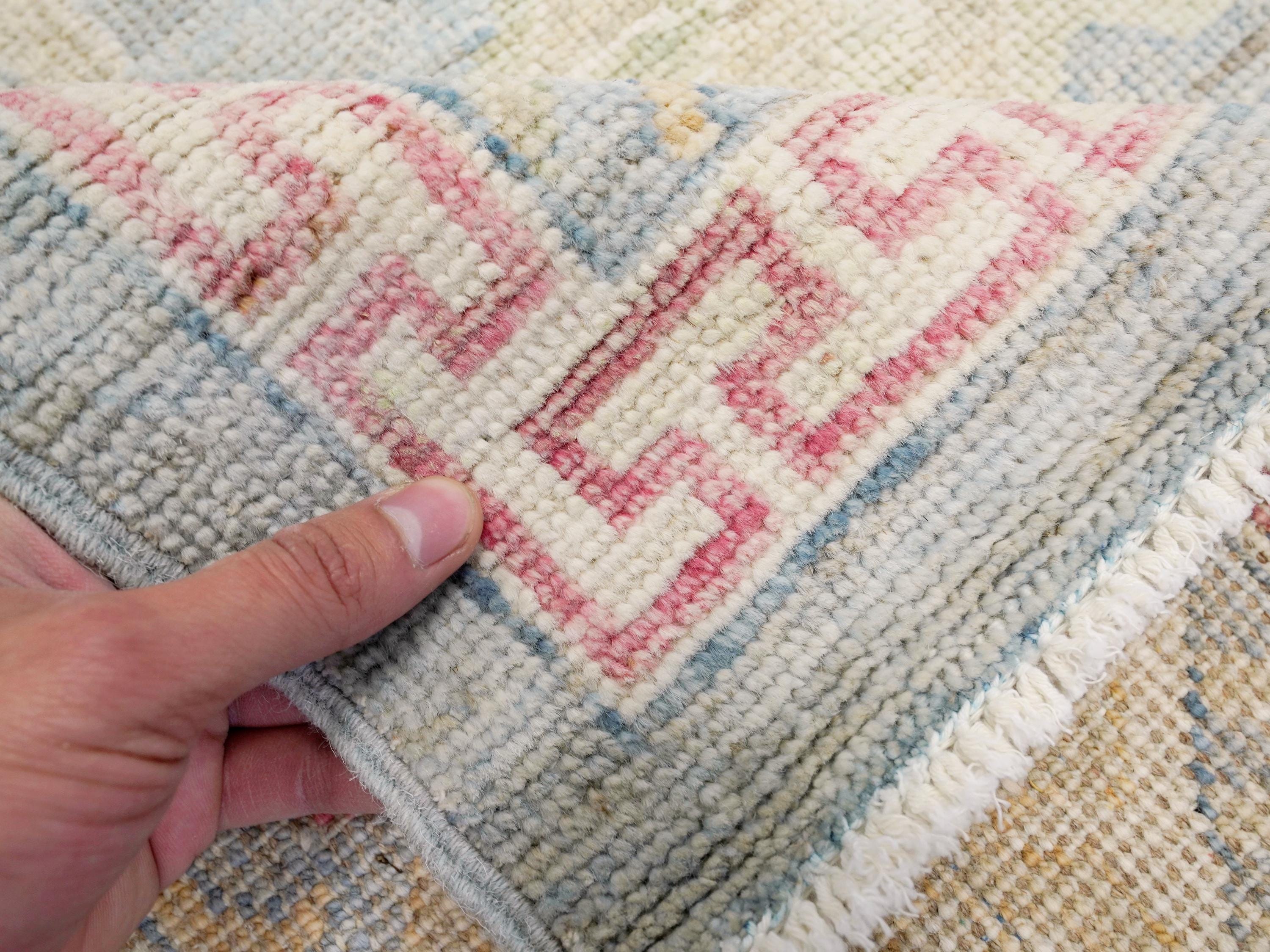 10x14 Ft Colorful Muted Ushak Rug - Hand Knotted Afghan Rug - Ottoman Design