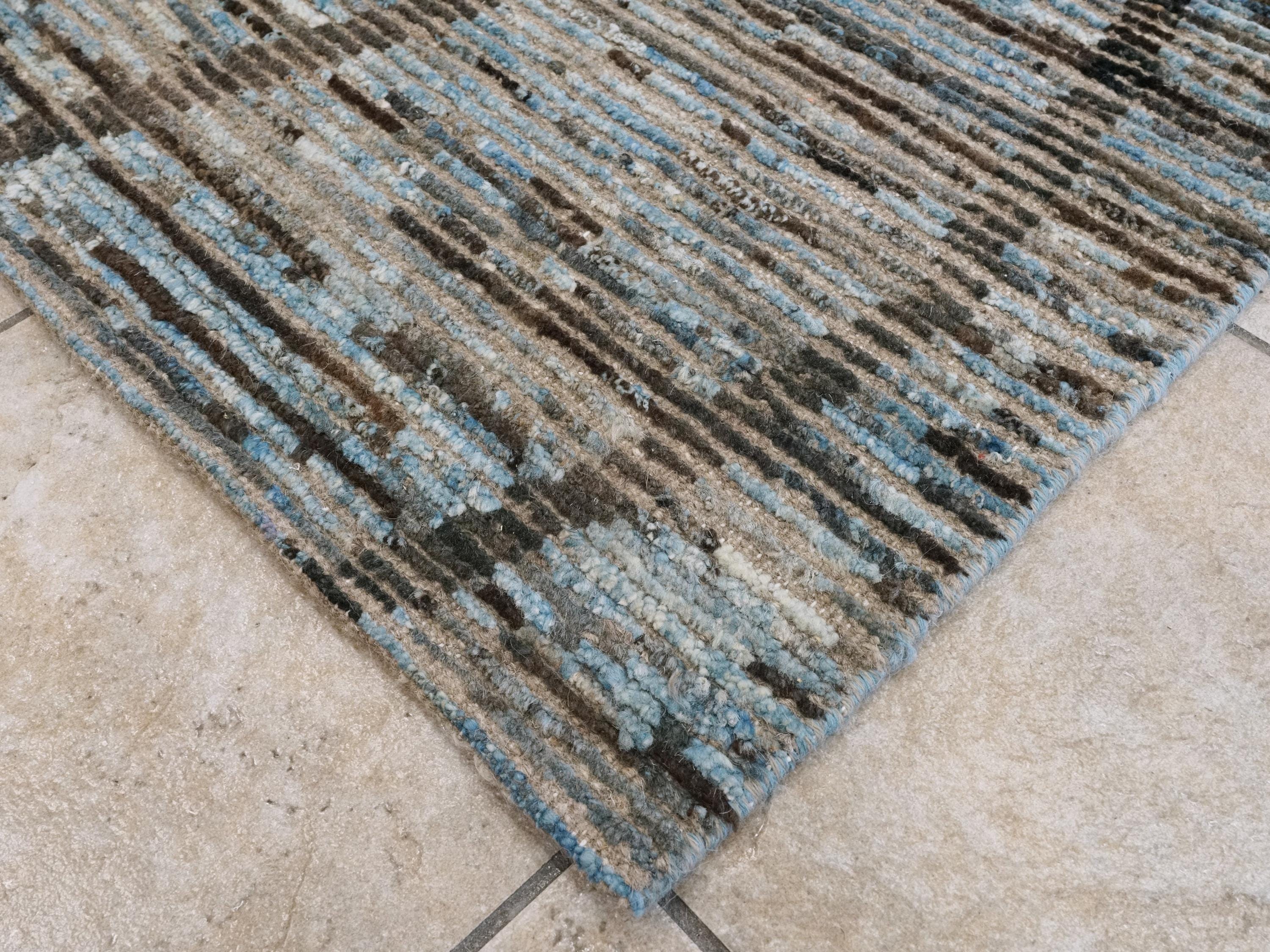 10x14 Ft Blue Moroccan Rug - Afghan Handmade Wool Rug
