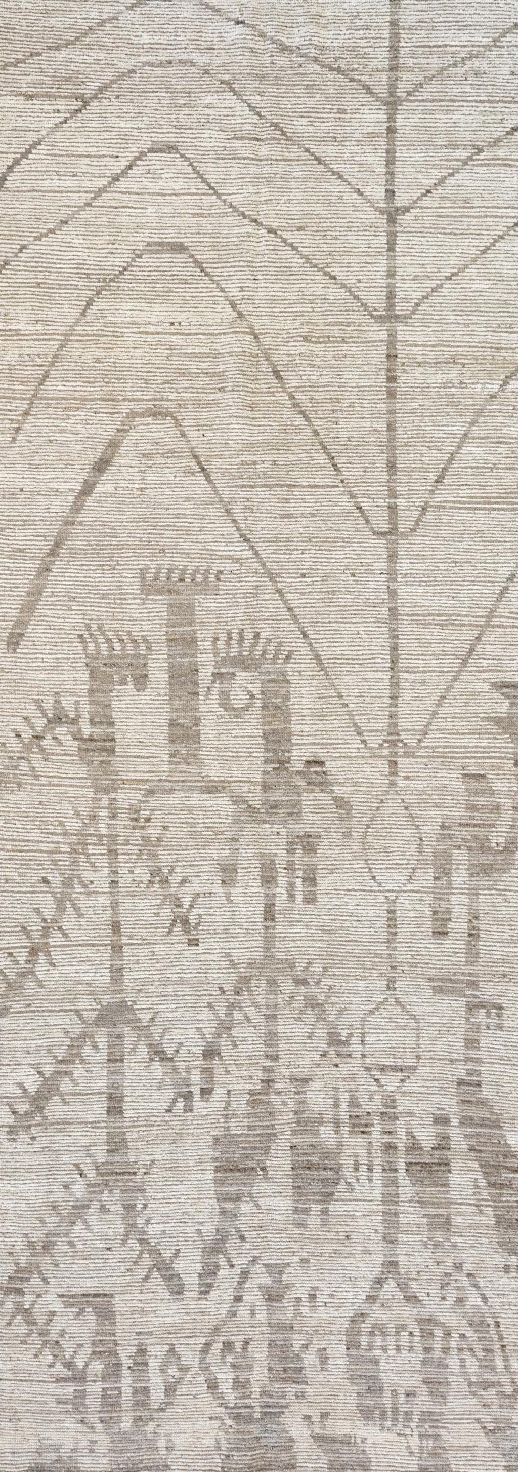 5x16 Ft Beige Moroccan Runner Rug - Hand-Knotted Afghan Wool