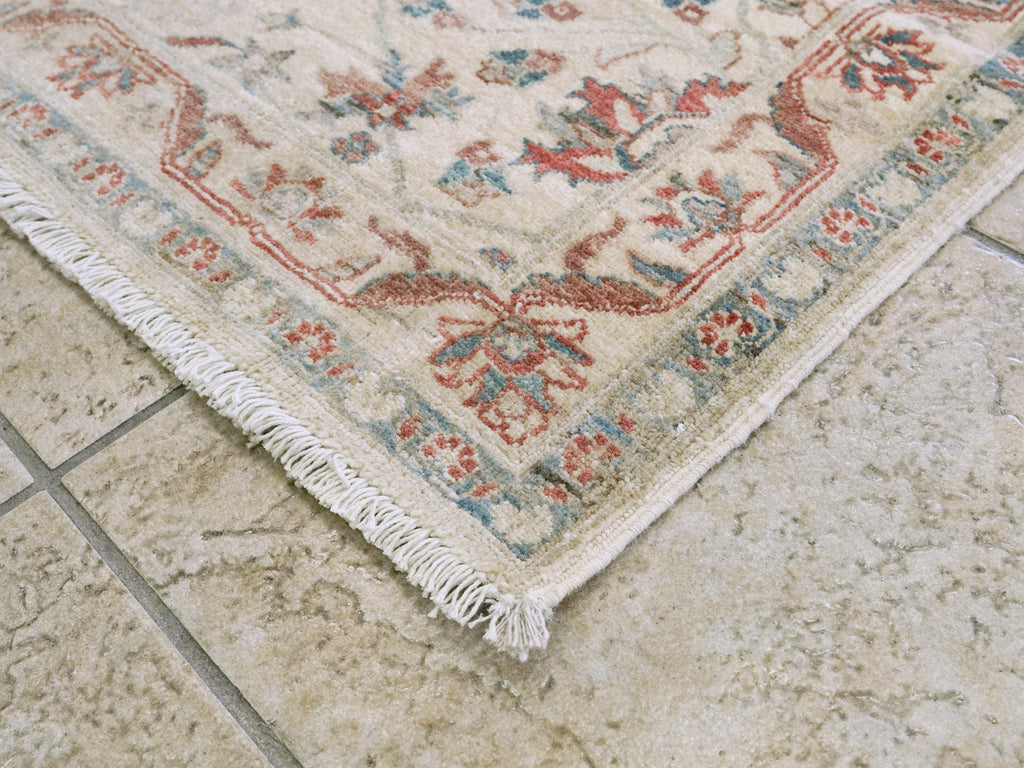 3x5 Ft Handmade Afghan Serapi Rug - White Vintage Wool Area Rug