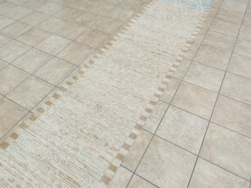 13 Ft Light Blue Moroccan Runner Rug - Hand Knotted Wool Rug