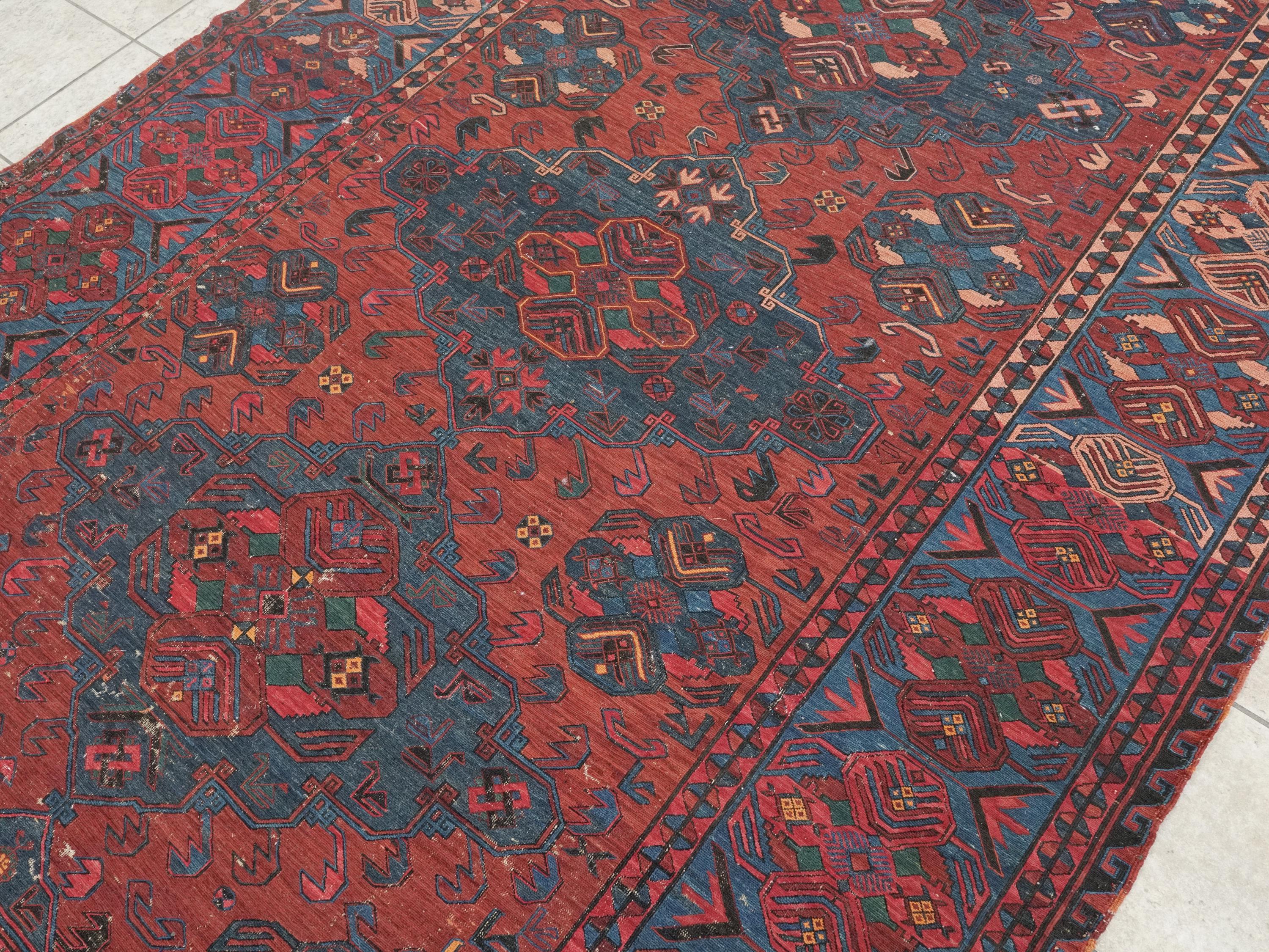 7x10 Ft Antique Red Soumak Rug - Afghan Flat Weave - Ghazni Wool Rug
