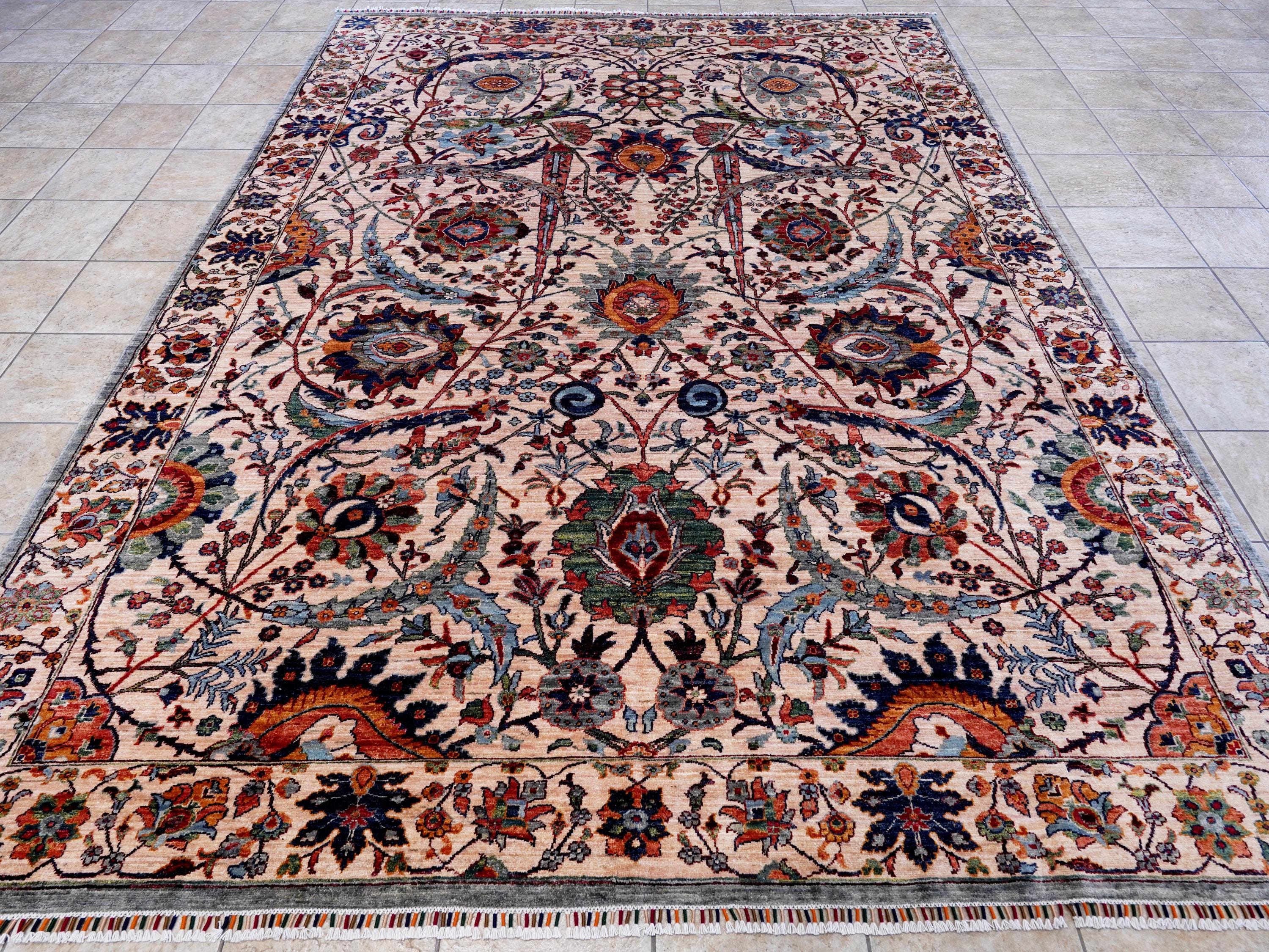 9x12 Ft Beige Serapi Rug - Afghan Oriental Area Rug - Persian Design