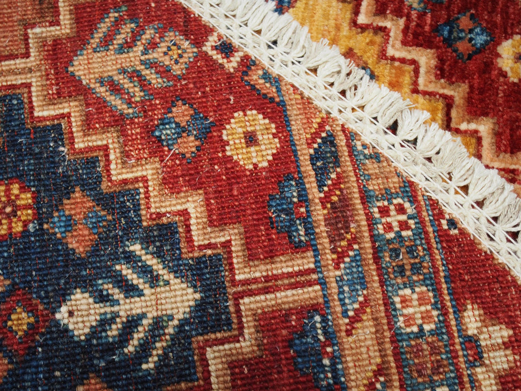 6x6 Ft Red Khorjin Rug - Hand Knotted Round Oriental Rug