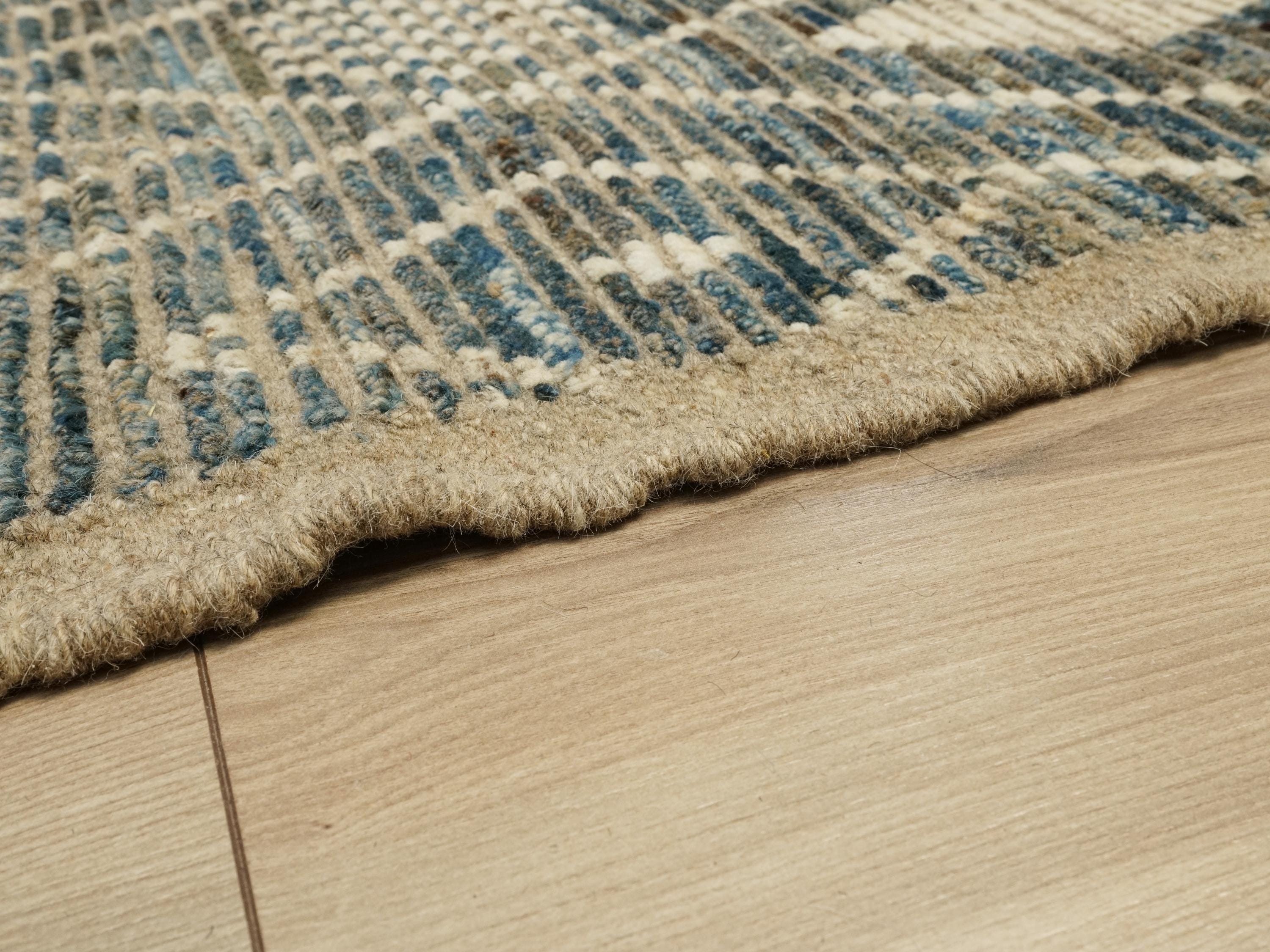 7x7 Ft Blue Moroccan Rug - Afghan Handmade Square Rug