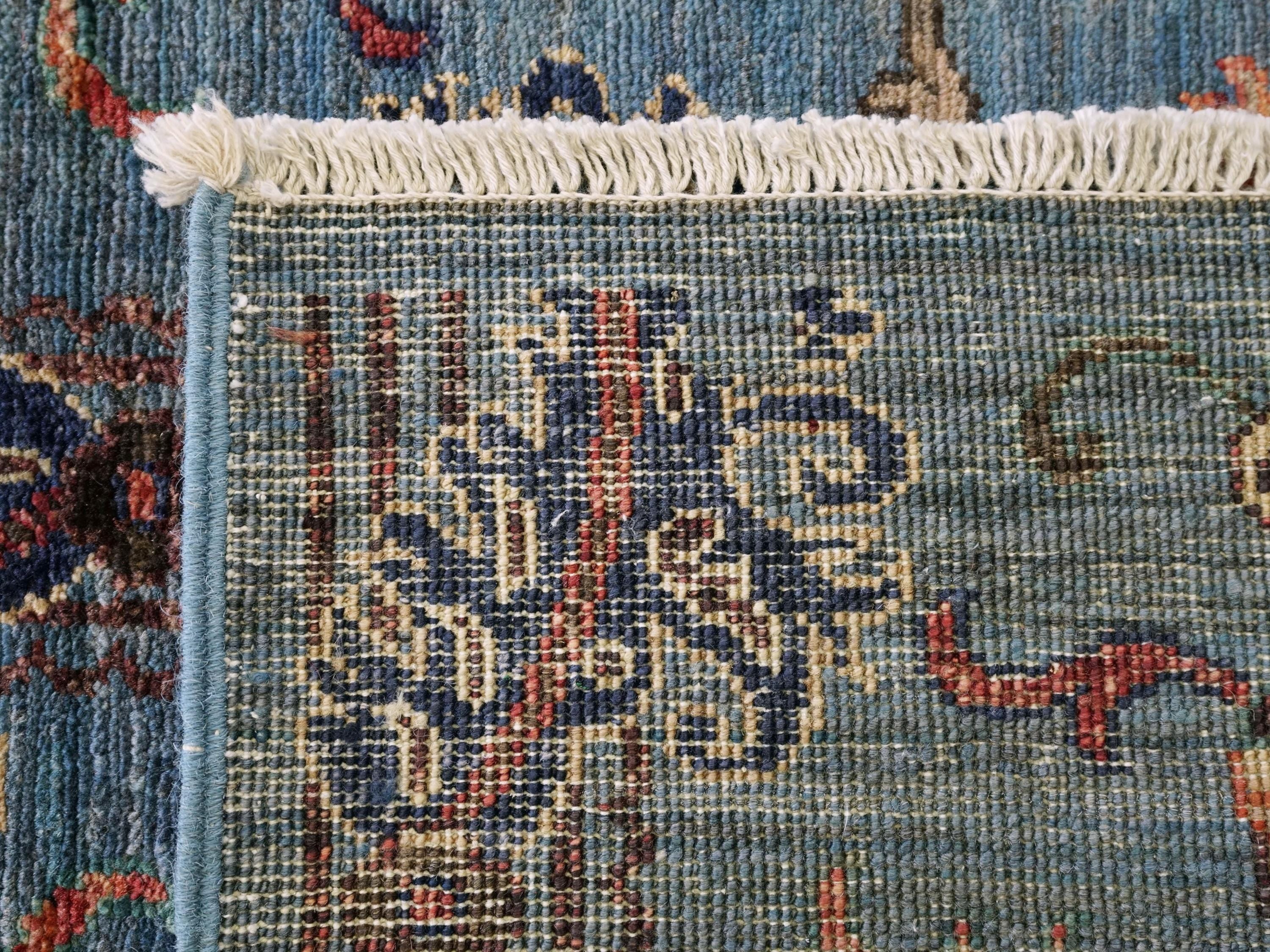 3x5 Ft Blue Serapi Rug - Traditional Floral Wool Rug