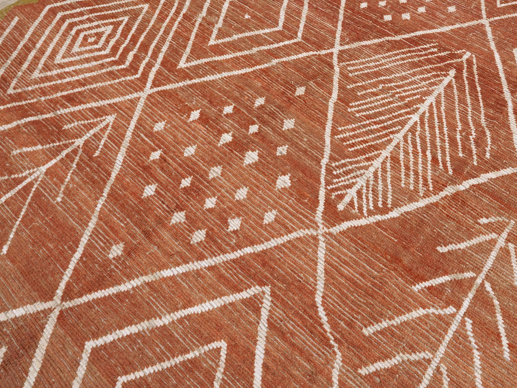9x12 Ft Rustic Red Moroccan Rug - Hand Knotted Area Rug
