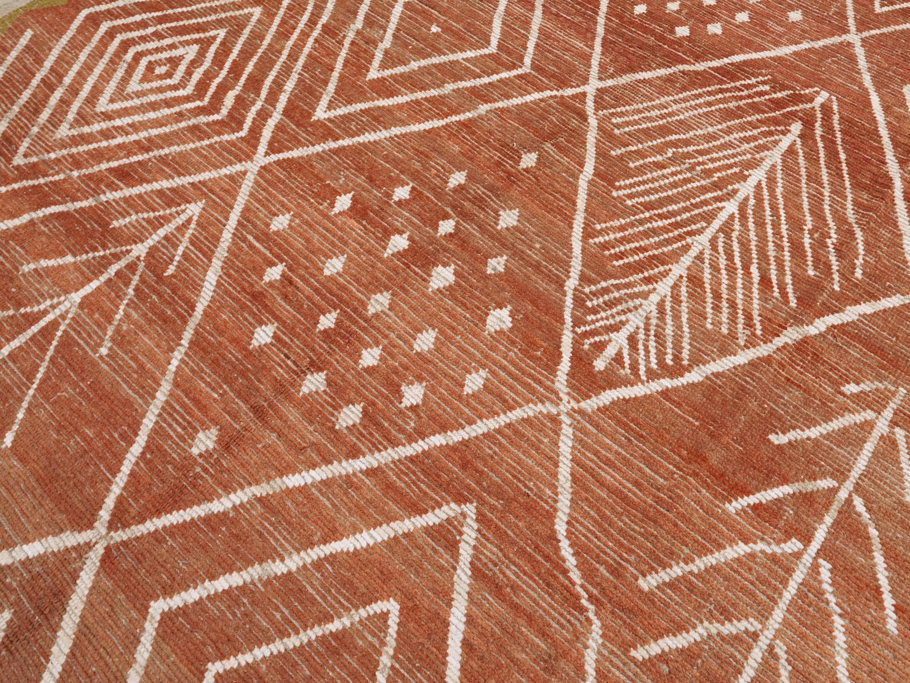 9x12 Ft Rustic Red Moroccan Rug - Hand Knotted Area Rug