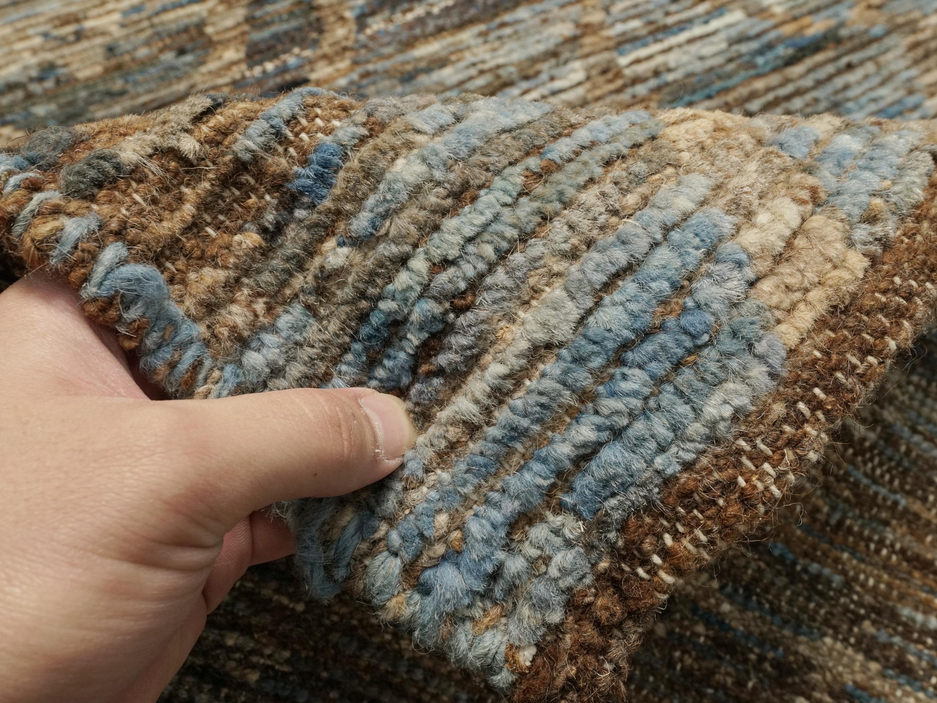 7x7 Ft Blue Moroccan Rug - Afghan Handmade Square Rug