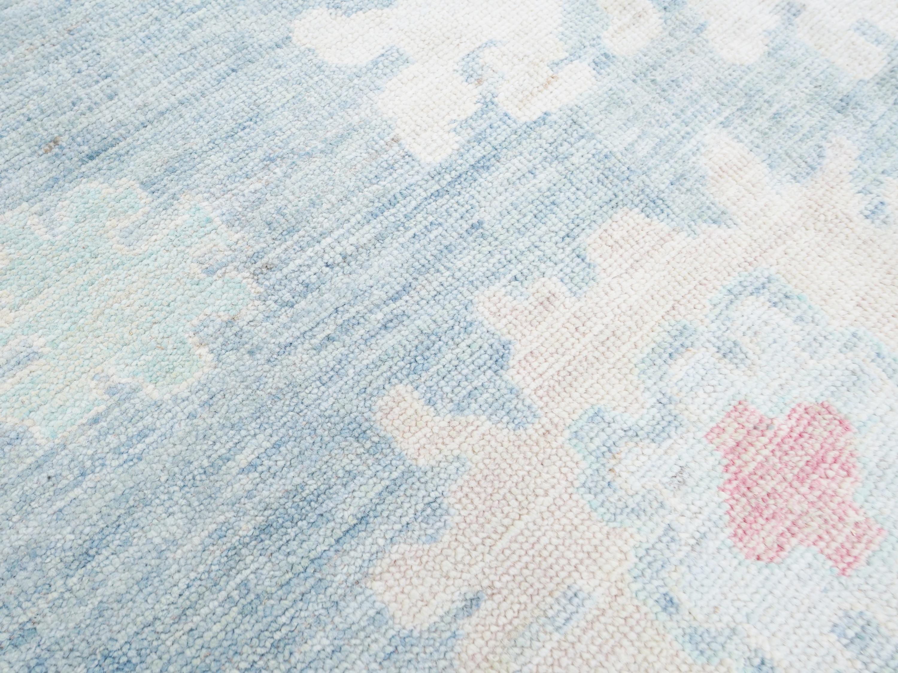 12x15 Ft Muted Ushak Rug - Traditional Wool Area Rug - Greenish Blue Turkish design