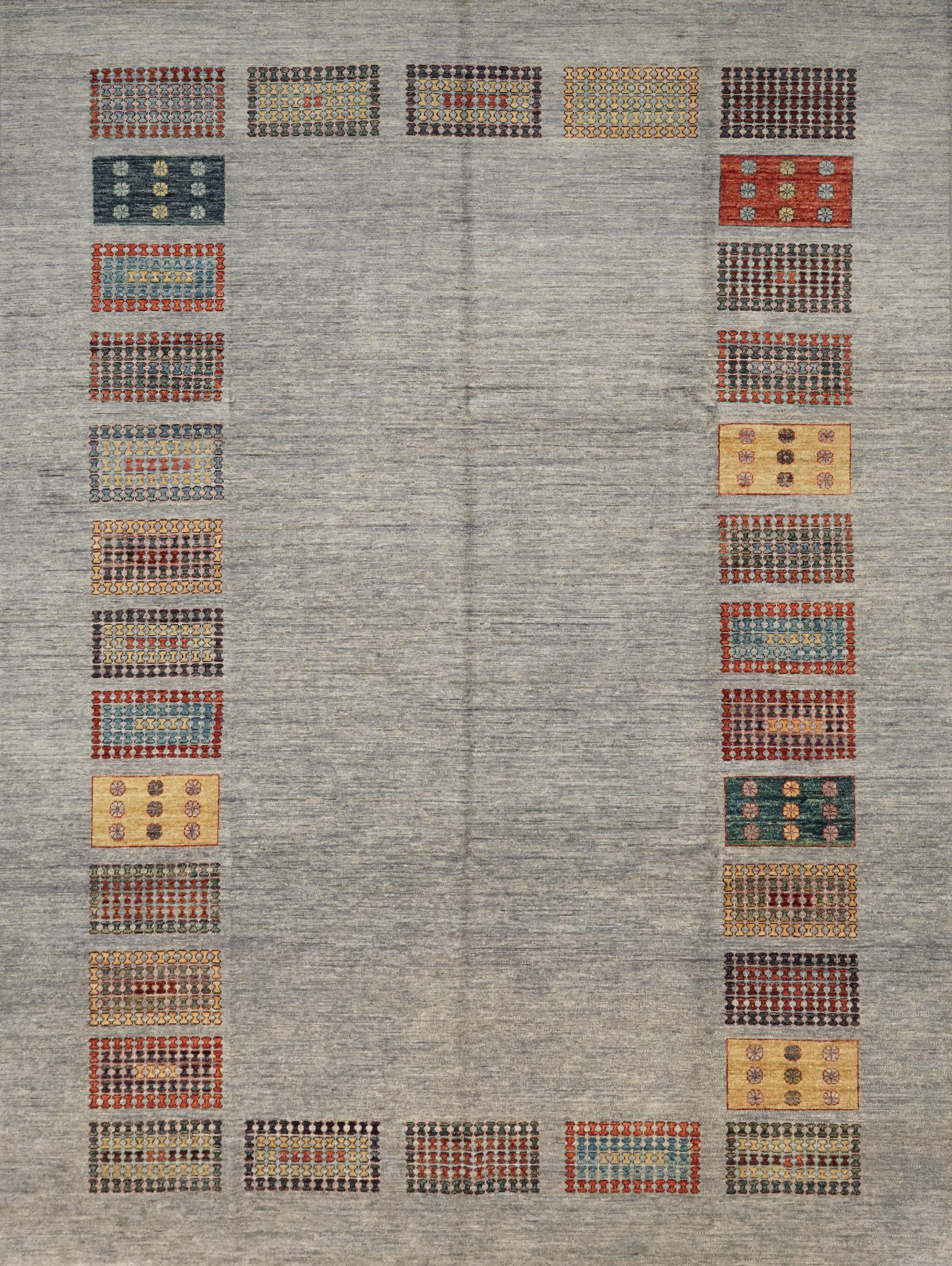 9x14 Ft Gray Gabbeh Rug - Hand Knotted Afghan Area Rug