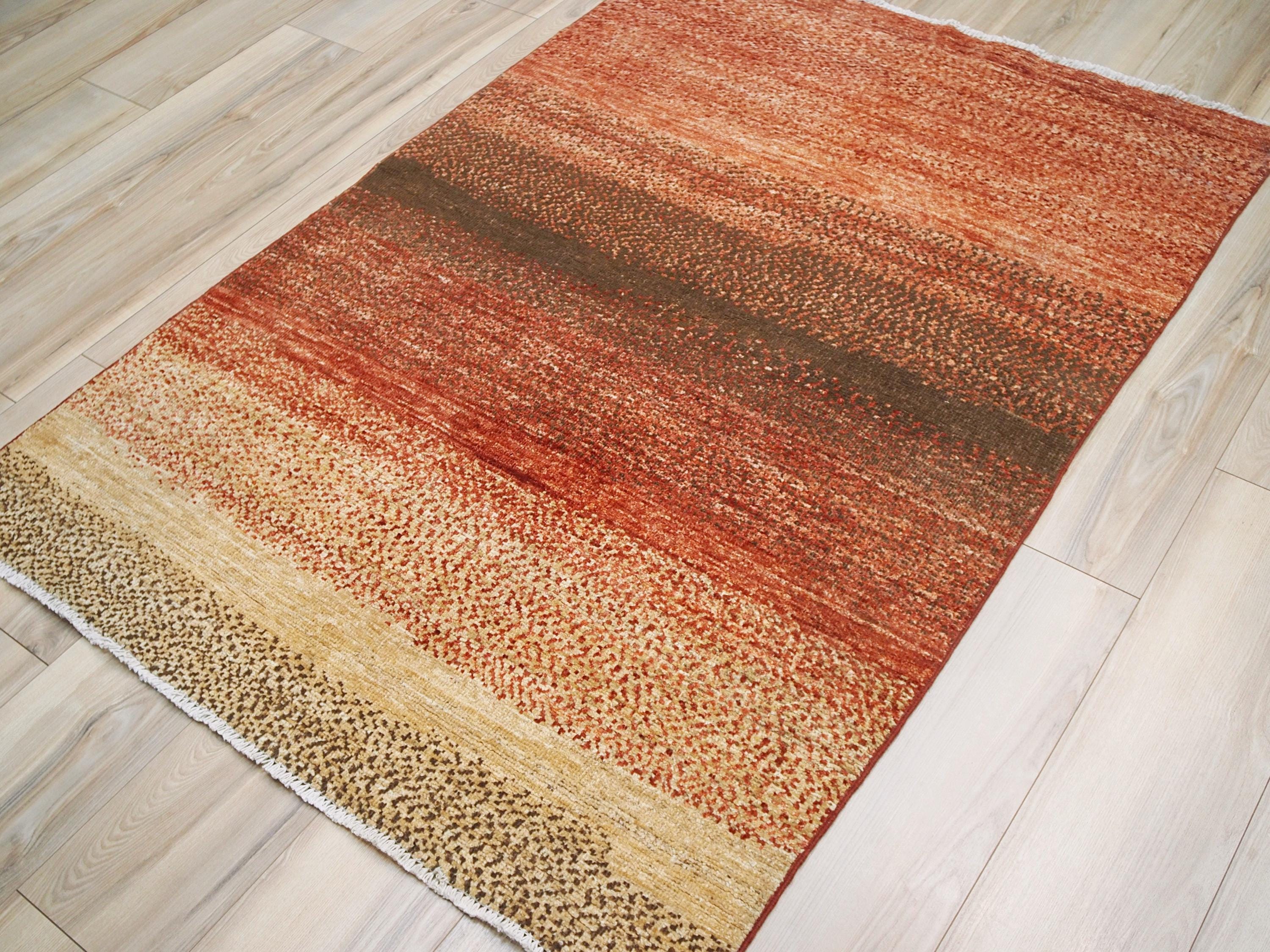 4x6 Ft Orange Gabbeh Rug - Hand Knotted Wool Rug